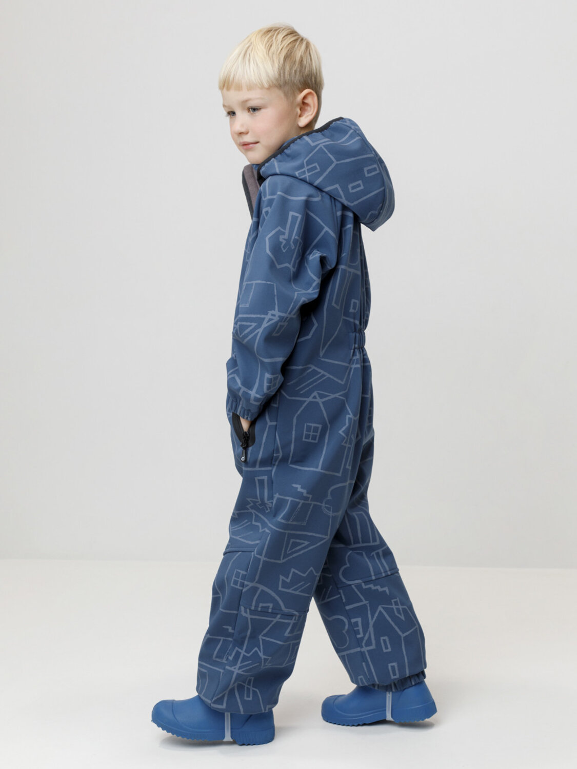 CROCKID Комбинезон 600875 ВК 60135/н/4 ГР синий, домики и деревья
