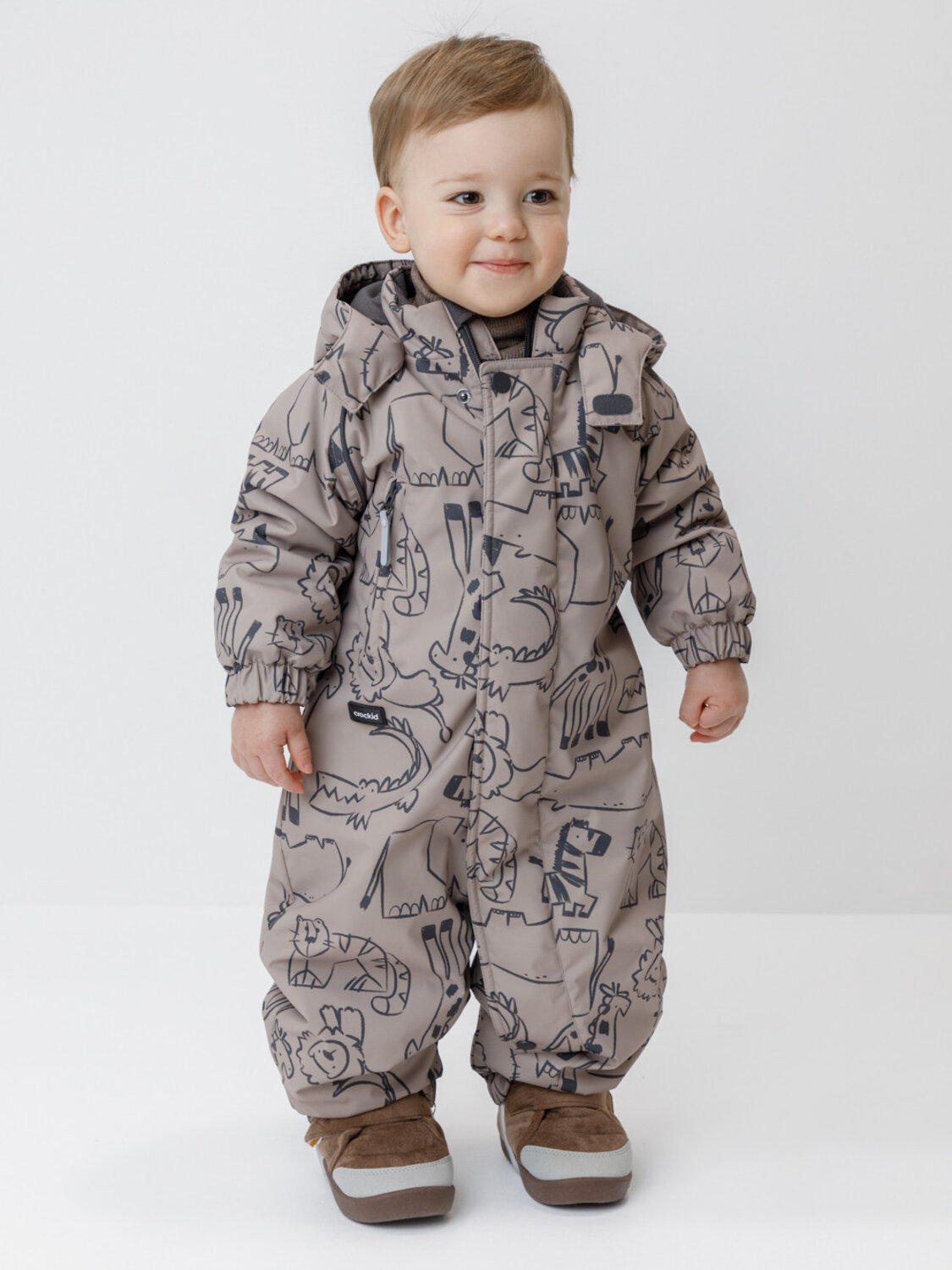 CROCKID Комбинезон 600906 ВК 60085/н/74 Ал бежево-коричневый, рисунки животных