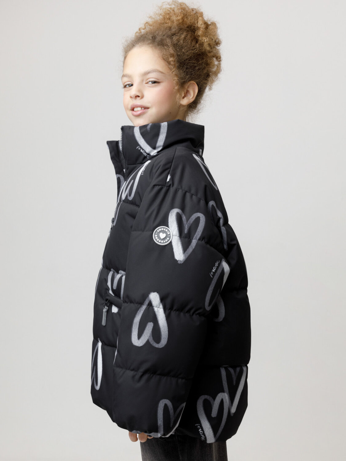 CROCKID Куртка 600926 ВК 32194/н/1 ГР черный, сердца