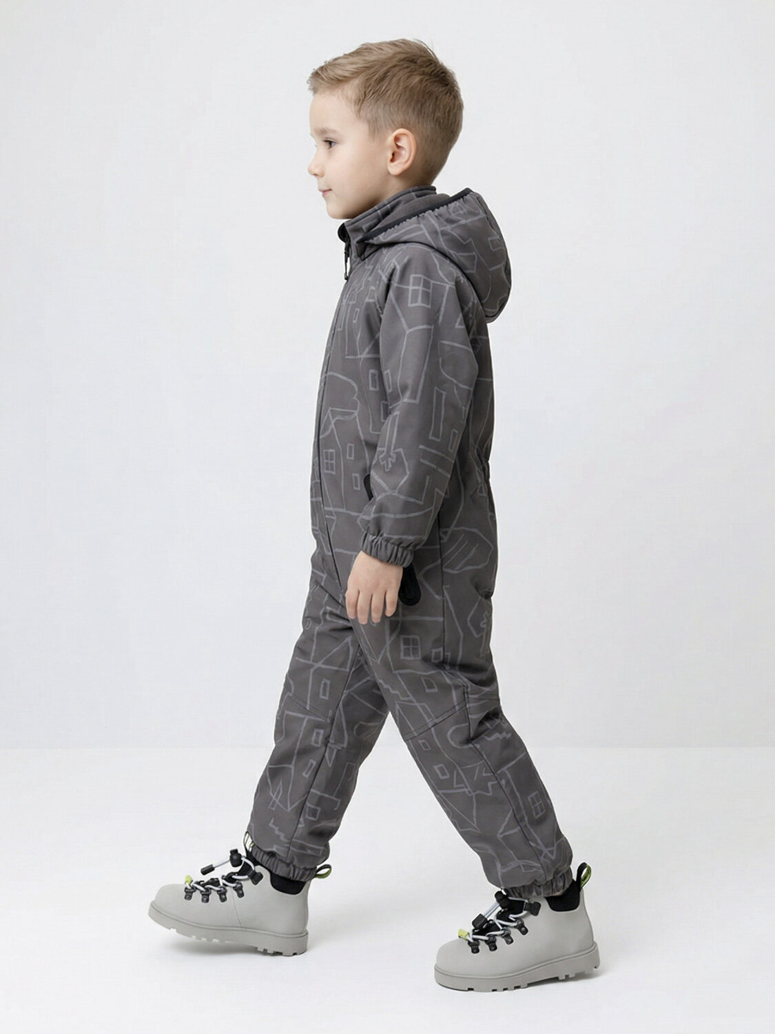 CROCKID Комбинезон 600978 ВК 60135/н/1 ГР серый, домики и деревья
