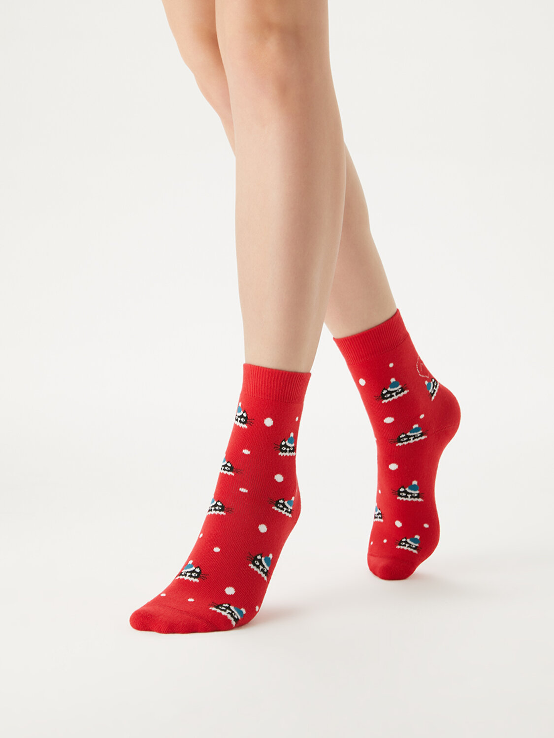 Minimi Носки 601275 MINI INVERNO 3300- 5 (котики) Rosso (Красный)