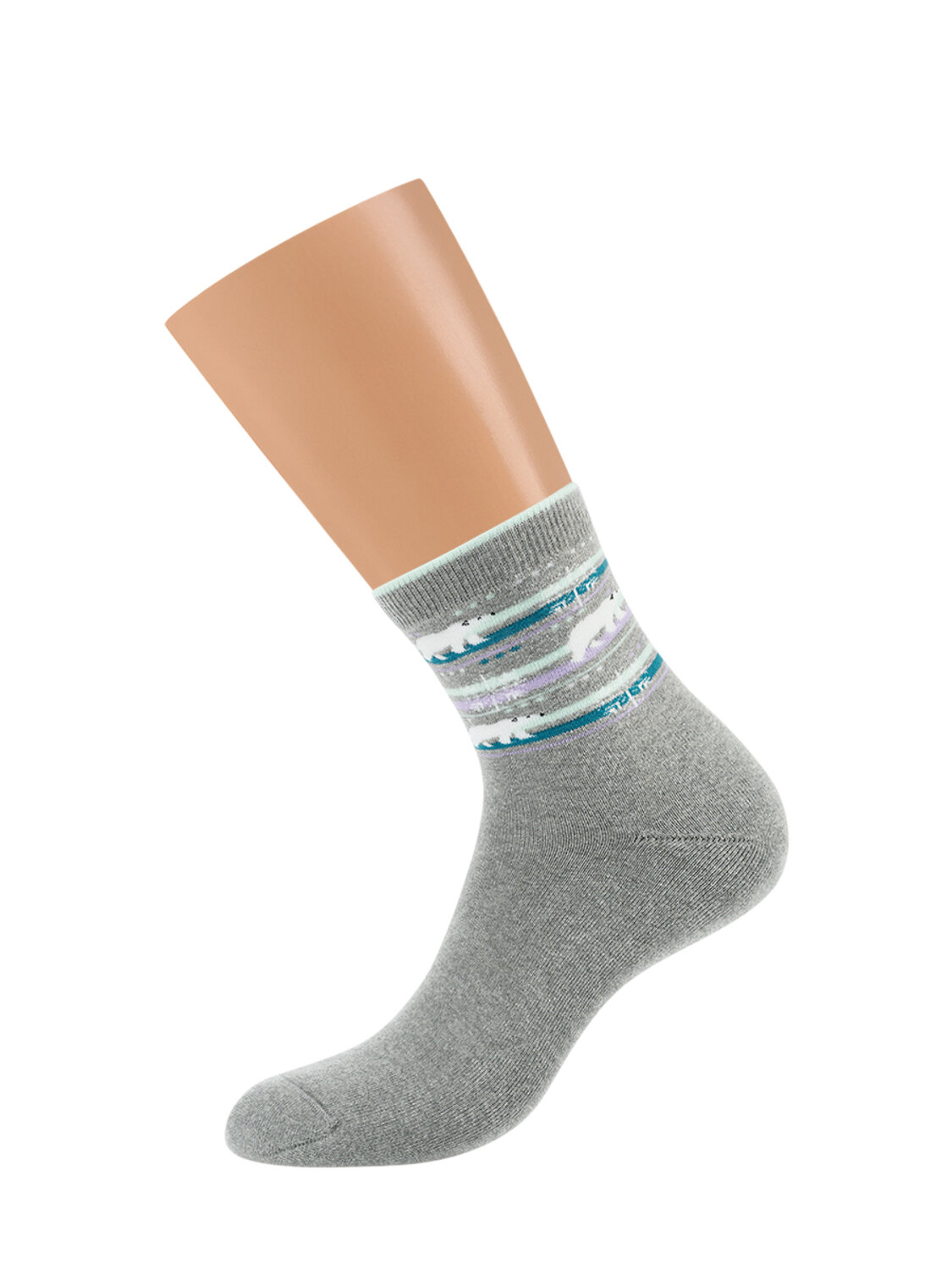 Minimi Носки 601282 MINI INVERNO 3300- 8 (мишка/олень) Grigio Melange (Серый)