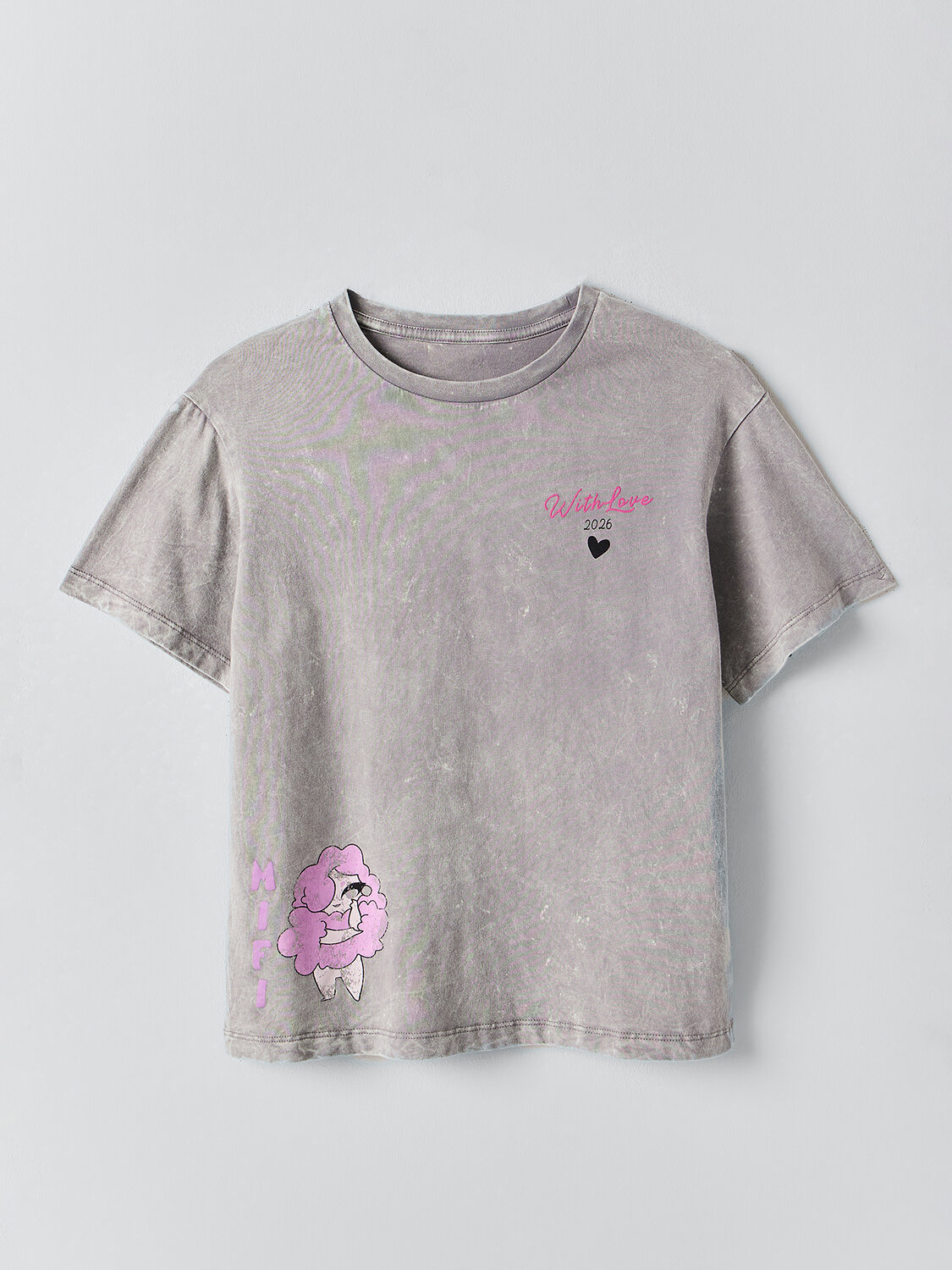MARK FORMELLE Футболка 601572 117915 ACID WASH серебристо -серый +печать