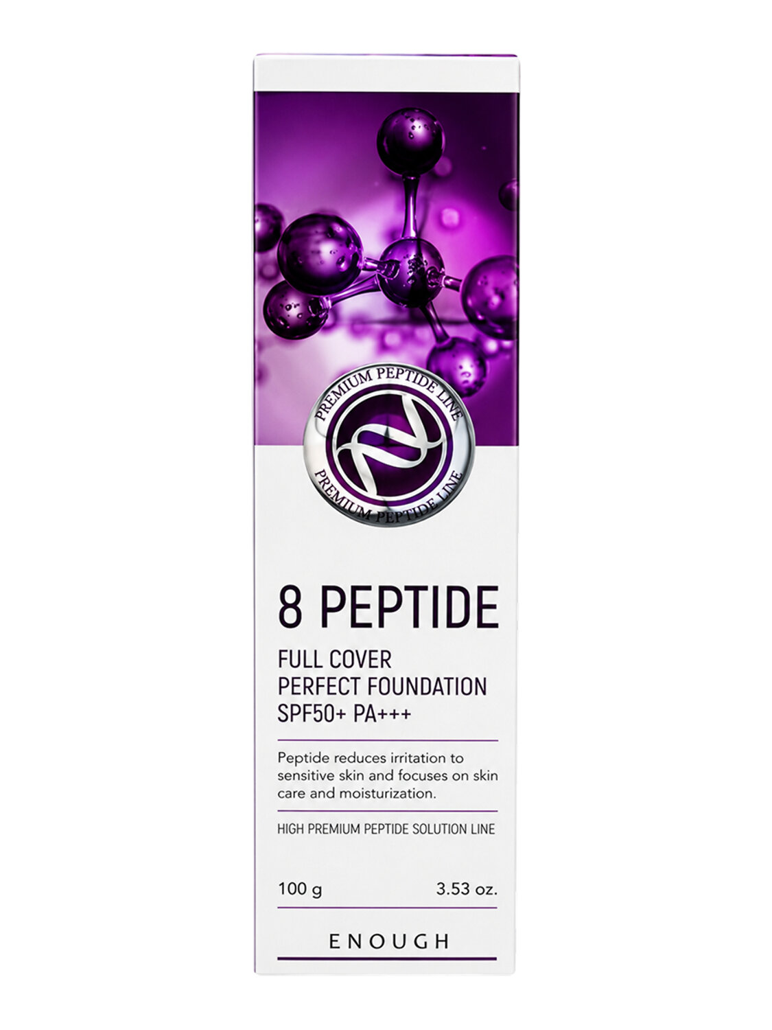 Enough Тональная основа для лица с комплексом из 8 пептидов / 8 Peptide Full Cover Perfect Foundation SPF50+ PA+++, №23, бежевый, 100 г 601837 28594 