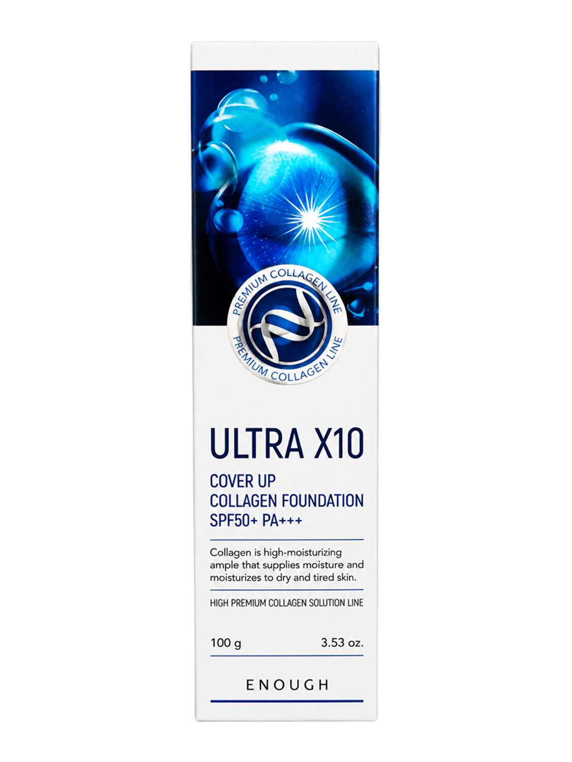 Enough Тональная основа для лица с коллагеном N23 / Ultra X10 Cover-Up Collagen Foundation SPF50+ PA+++, бежевый, 100 г 601838 28593 