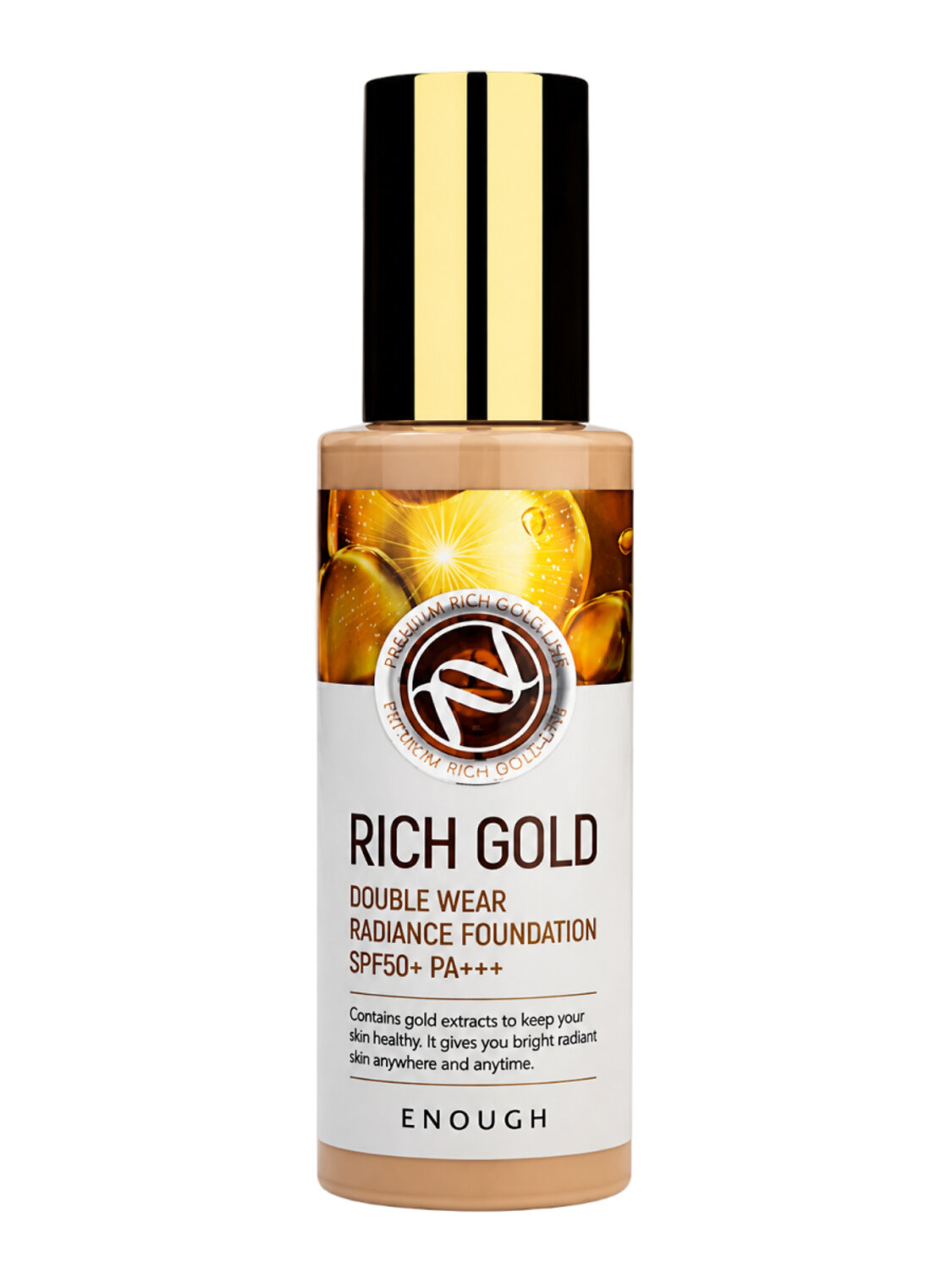 Enough Тональная основа для лица с золотом N23 / Premium Rich Gold Double Wear Radiance Foundation SPF50+ PA+++, бежевый, 100 г 601840 28595 