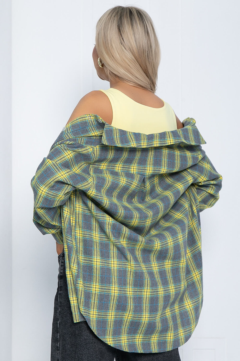 LT Collection Рубашка 602078 Б12546-7 серо-жёлтый.