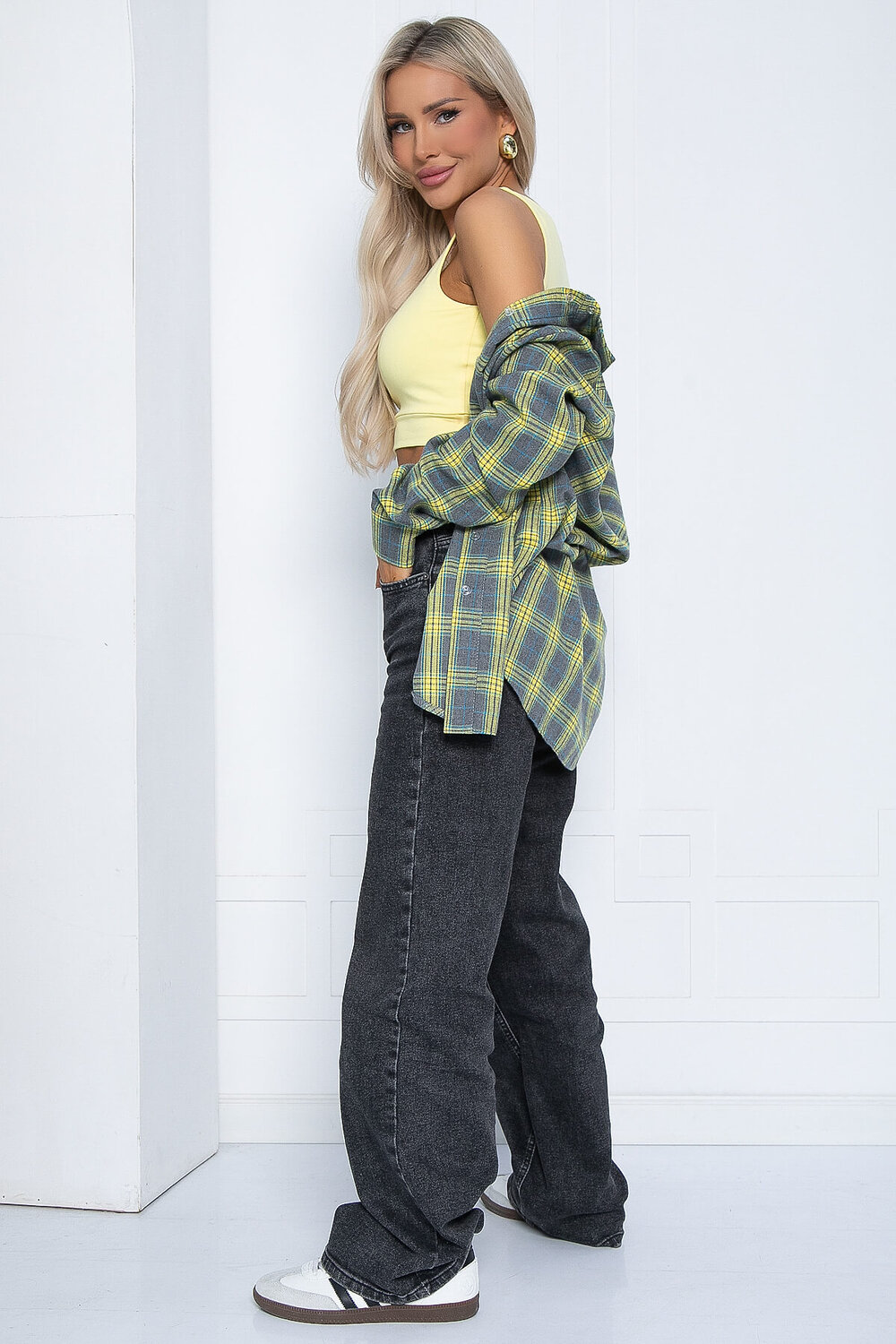LT Collection Рубашка 602078 Б12546-7 серо-жёлтый.