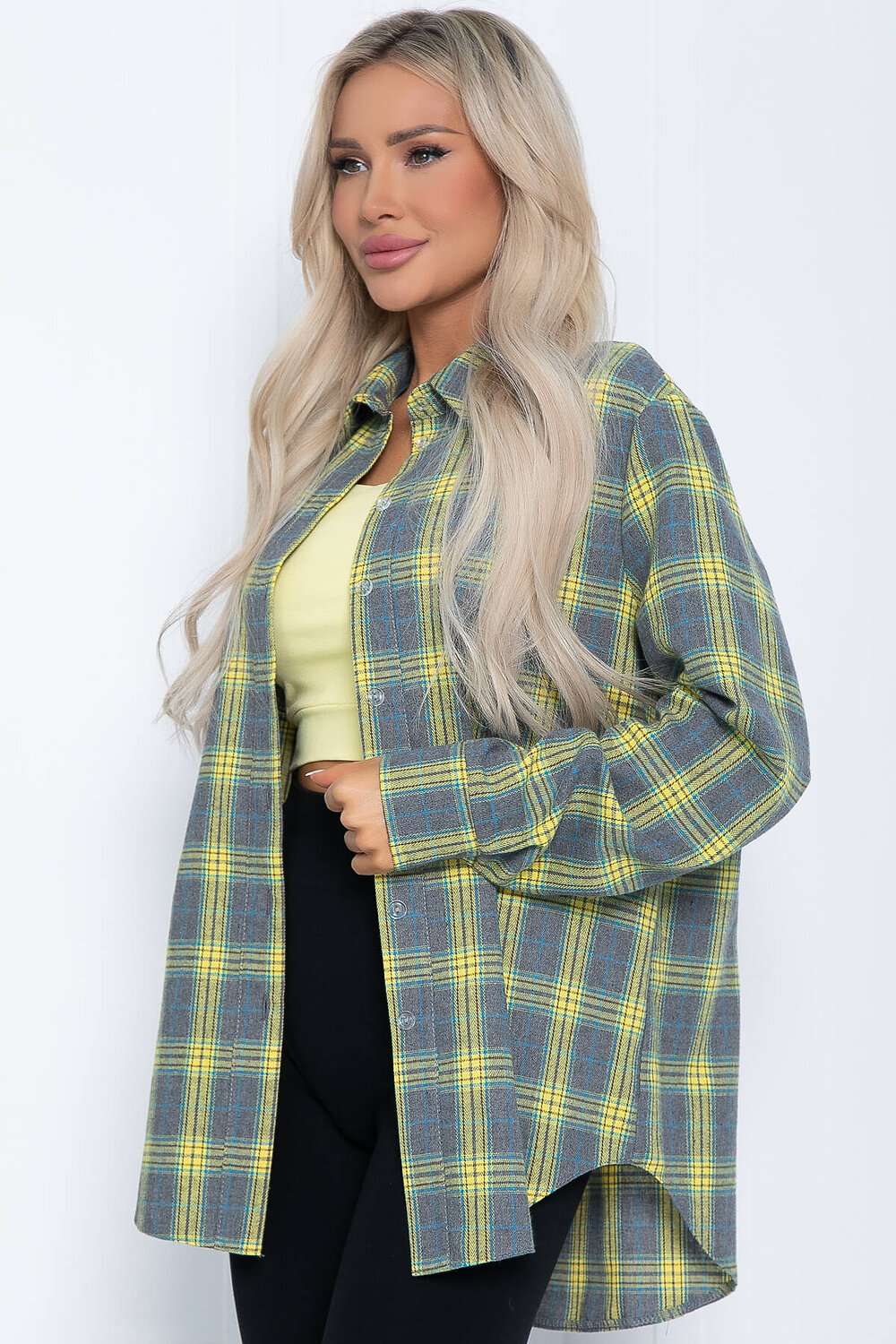 LT Collection Рубашка 602078 Б12546-7 серо-жёлтый.