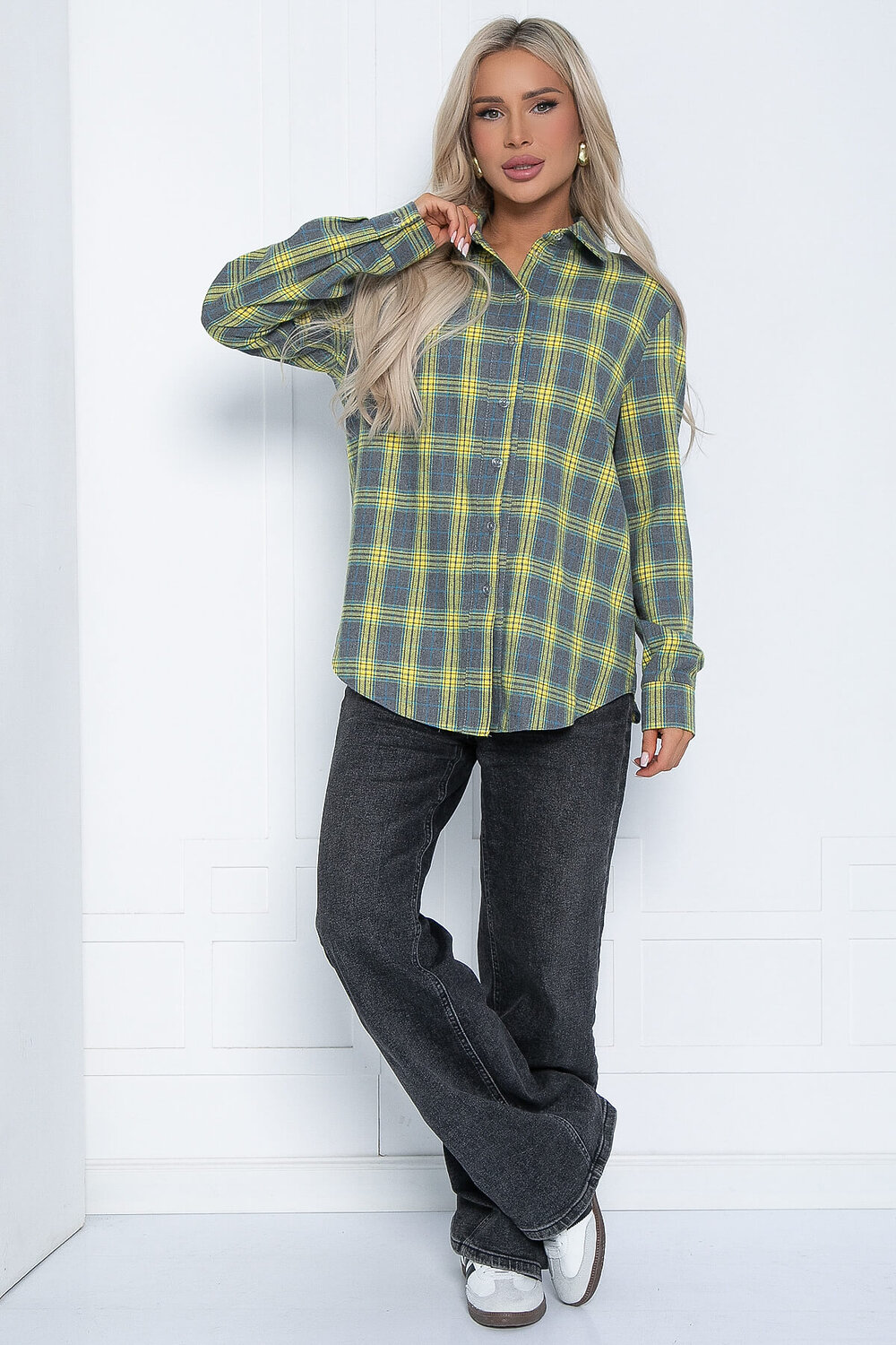 LT Collection Рубашка 602078 Б12546-7 серо-жёлтый.