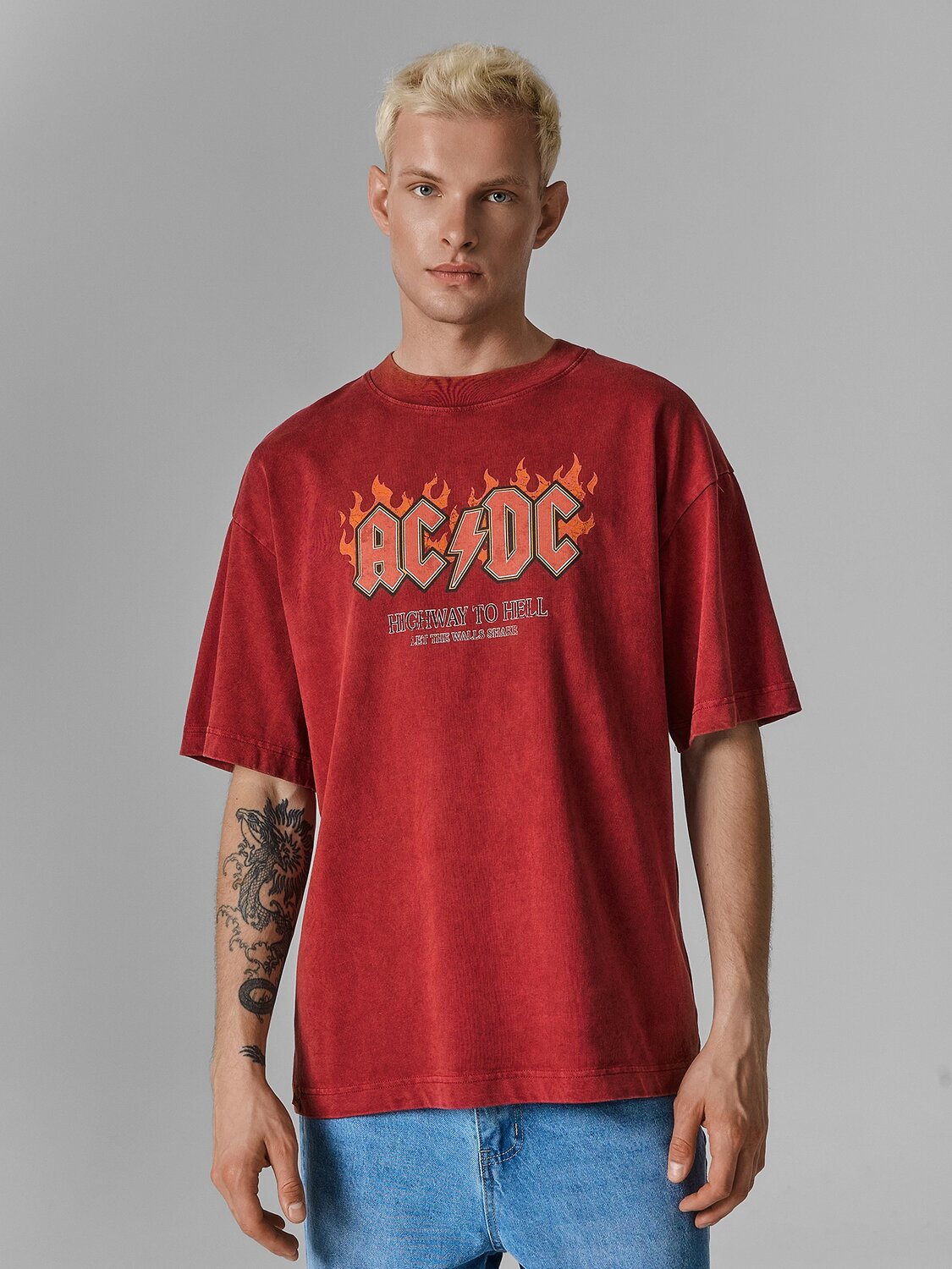 MARK FORMELLE Футболка 602565 111883 ACID WASH бордо +печать
