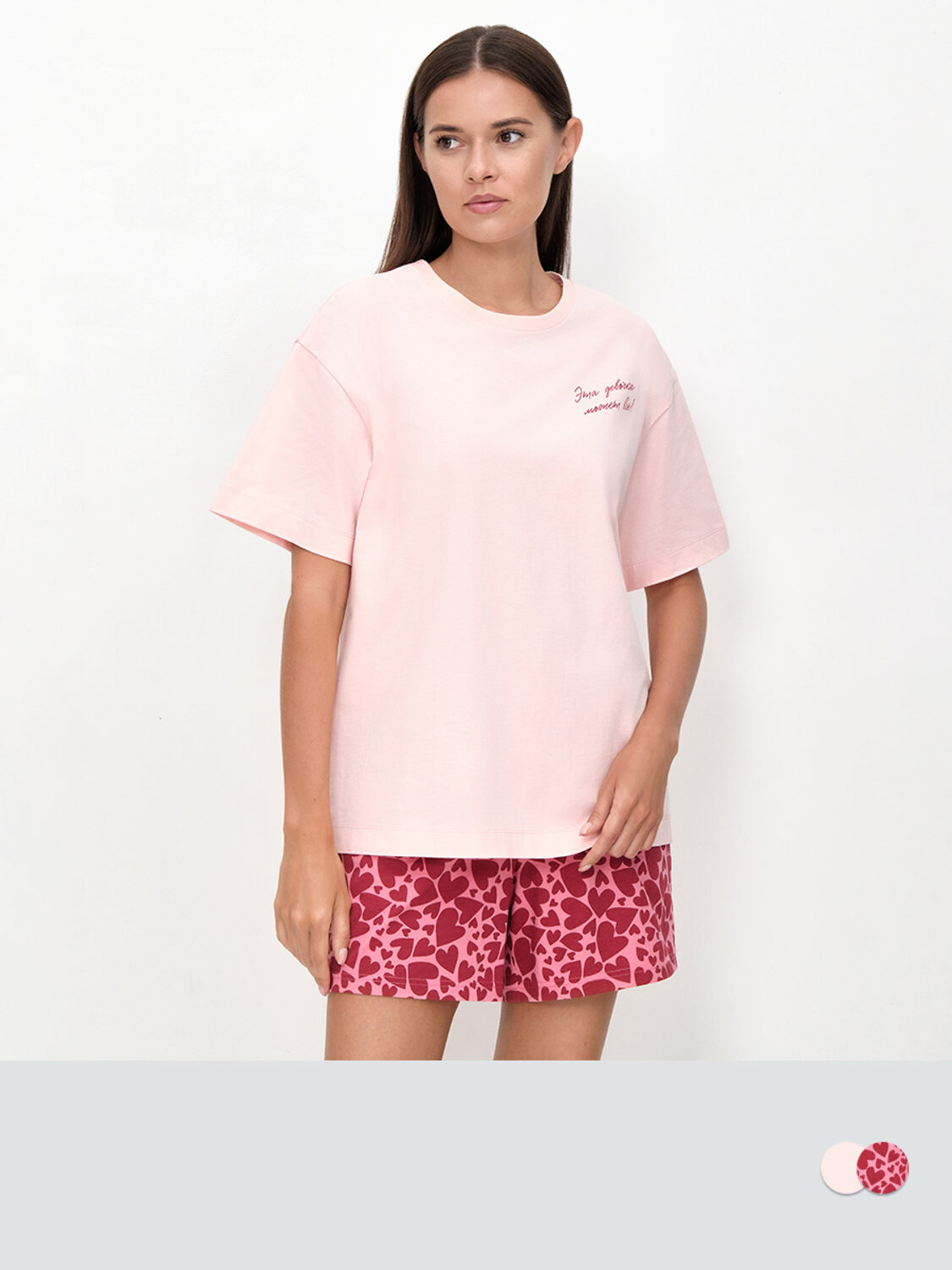 Minimi Пижама 603760 DMi 0235D AMORE Пижама жен. (Футболка + шорты), СО Rosa Chiaro/Rosso (Розовый)