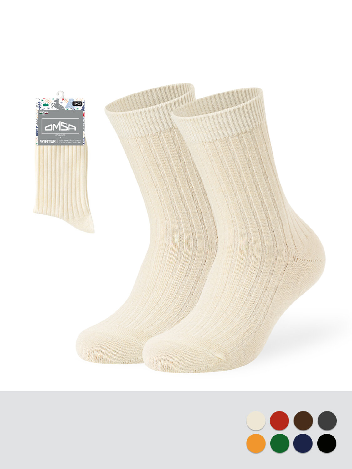 Omsa Носки 604515 OMSA kids   Calzino 21C06 с шерстью, WO+PC Avorio (Молочный)