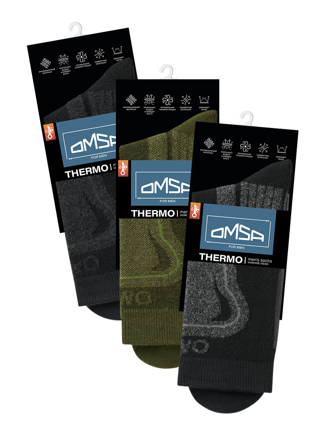 Omsa Носки 605030 OMSA THERMO 902, PL+CO Militari (Зеленый)