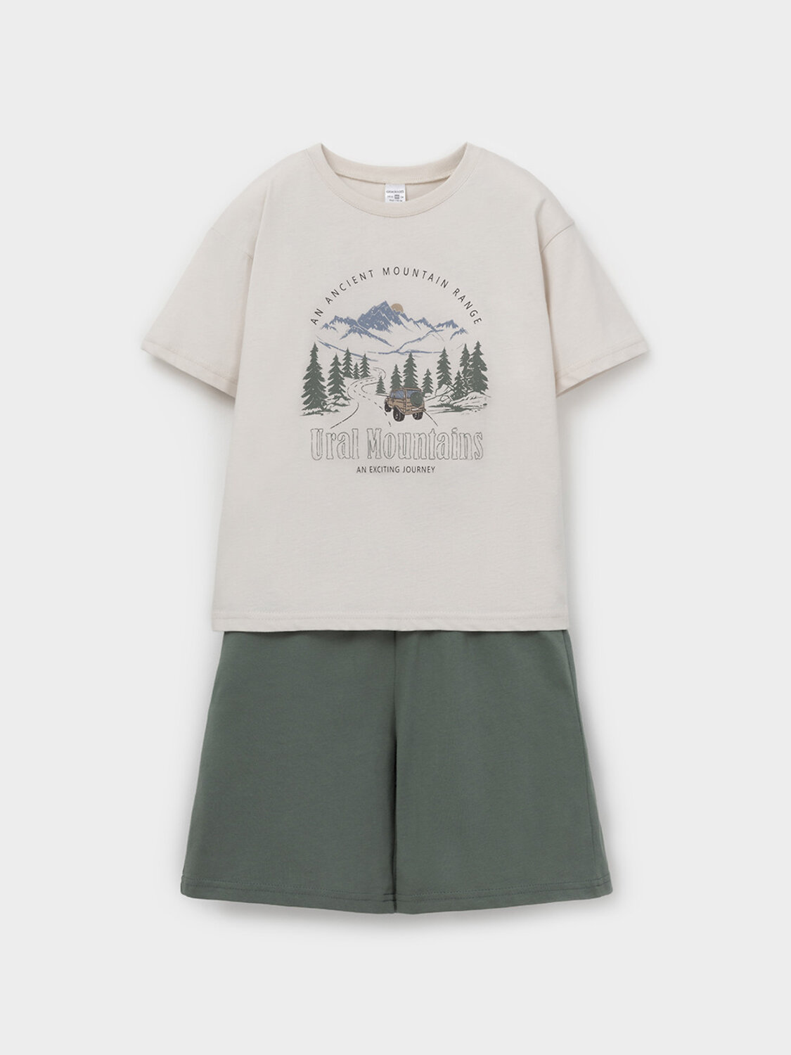CROCKID Пижама 606180 МП 1696 св.бежевый 0783, тем.зеленый 6009