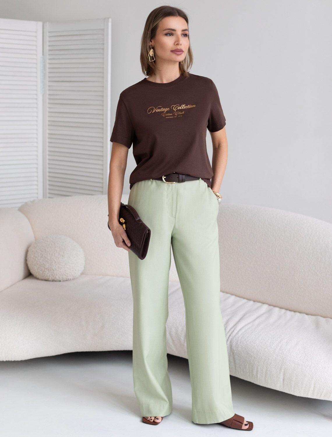 VILATTE Футболка 607427 D49.176 шоколад_vintage