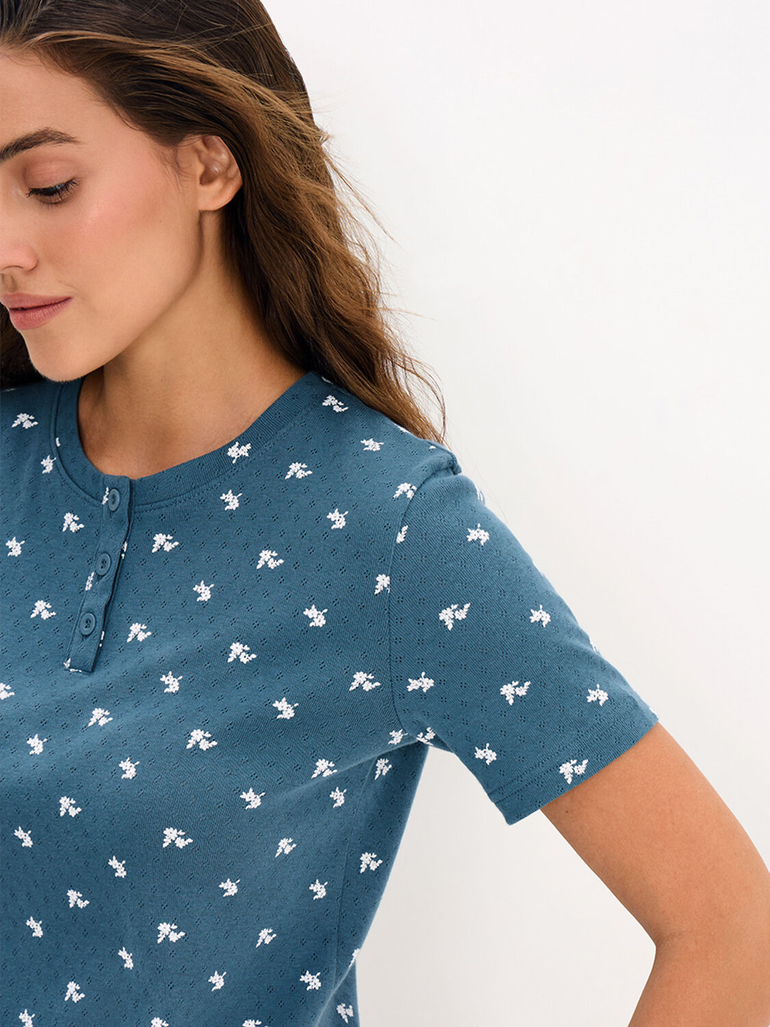 Omsa Пижама 608724 OmD 0260D POINTELLE PRINT AW26 Пижама женская (Футболка+Шорты), СО Navy (Синий)