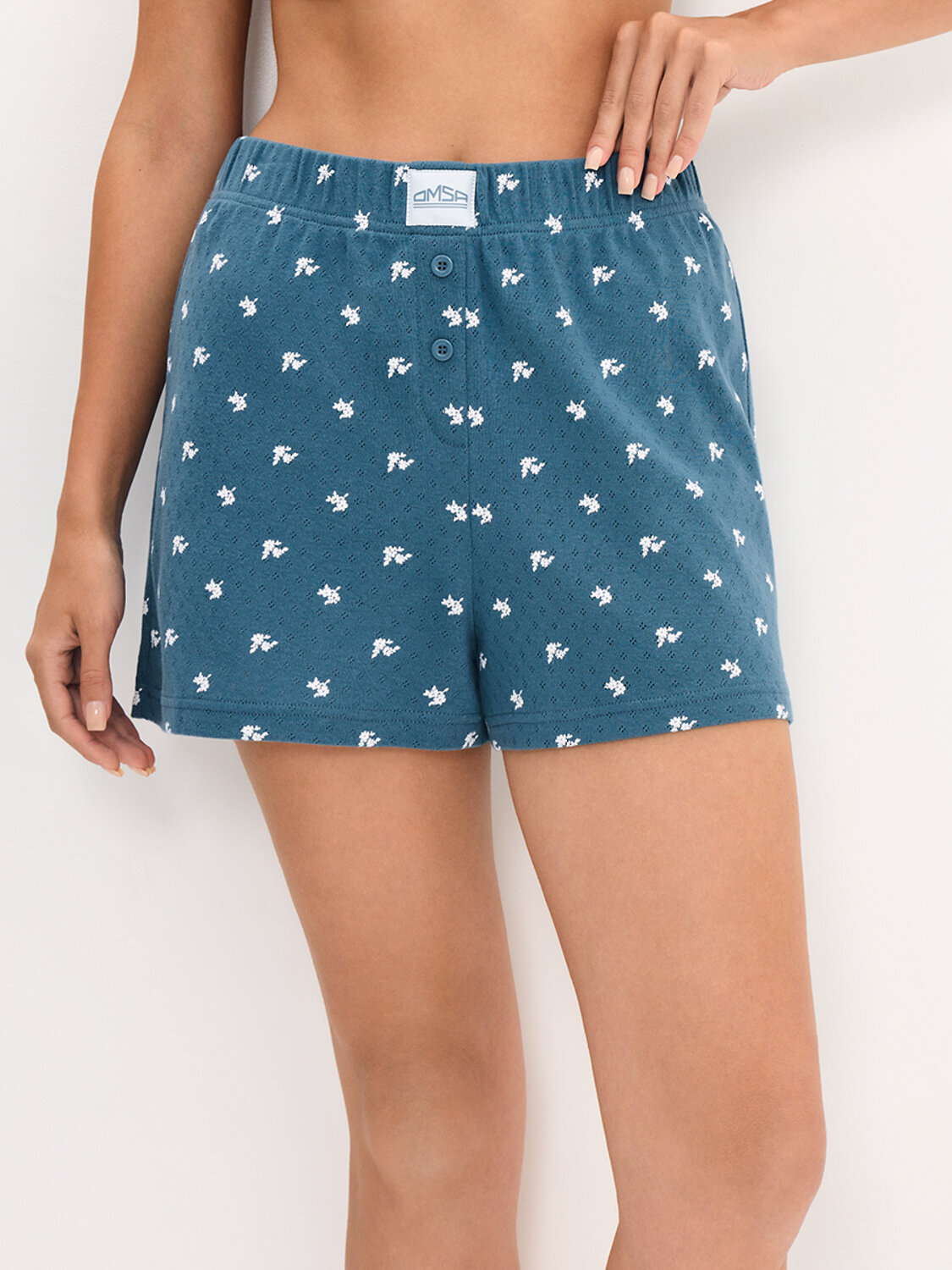 Omsa Пижама 608725 OmD 0207D POINTELLE PRINT AW26 Пижама жен. (Майка+Шорты), СО Navy (Синий)