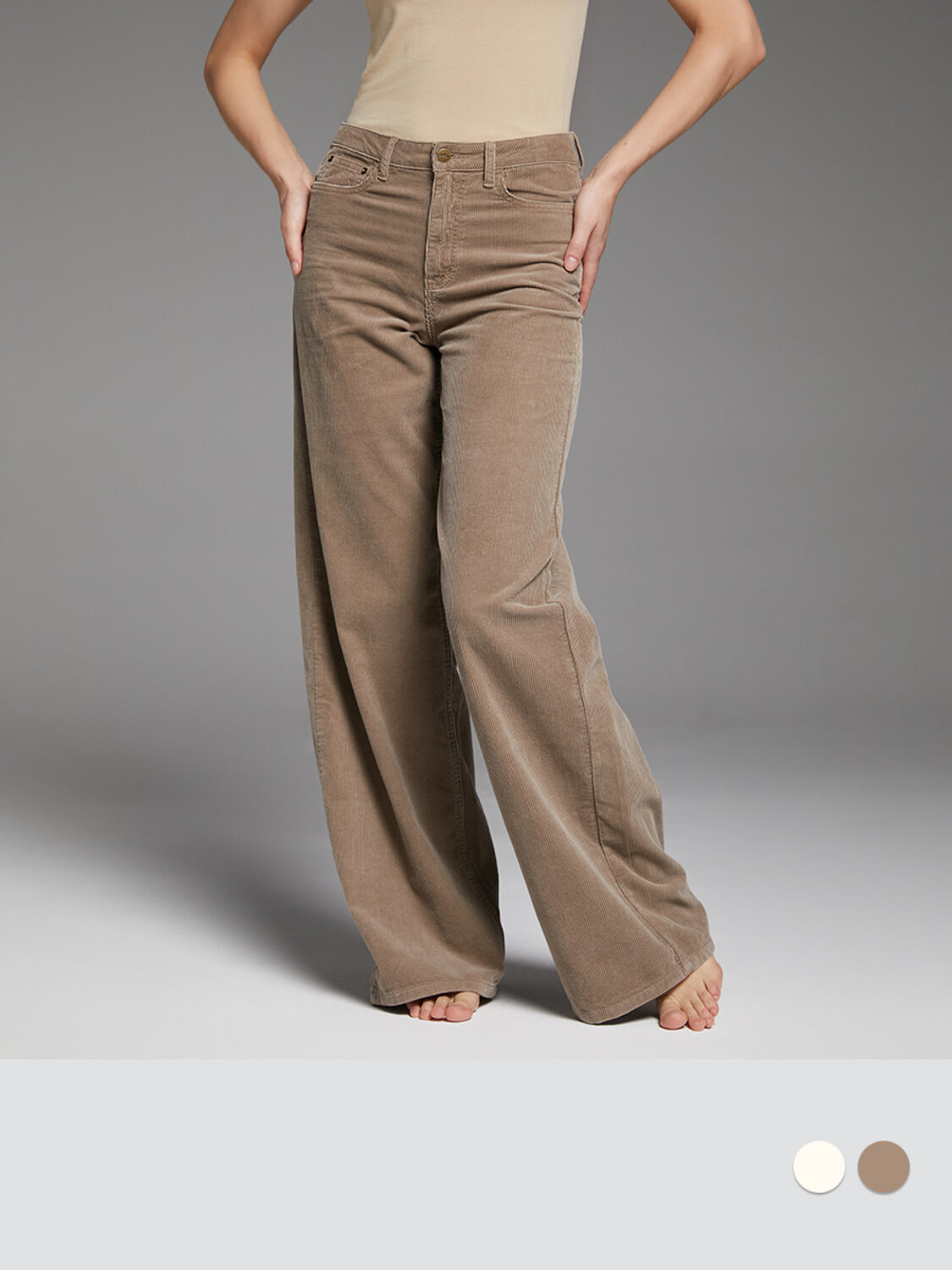 Omsa Брюки 608728 OmD 150 WIDE LEG Брюки вельвет жен. Beige (Бежевый)