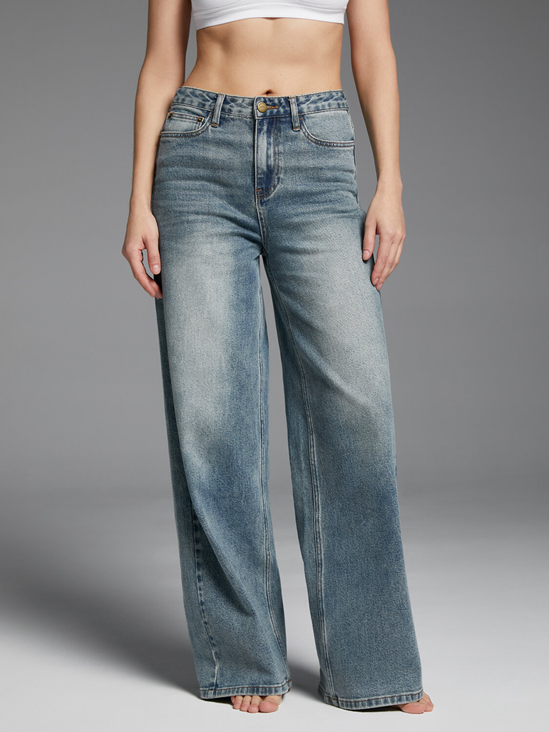 Omsa Джинсы 609319 OmD 1500 WIDE LEG Grigio Jeans Wash (Серый)