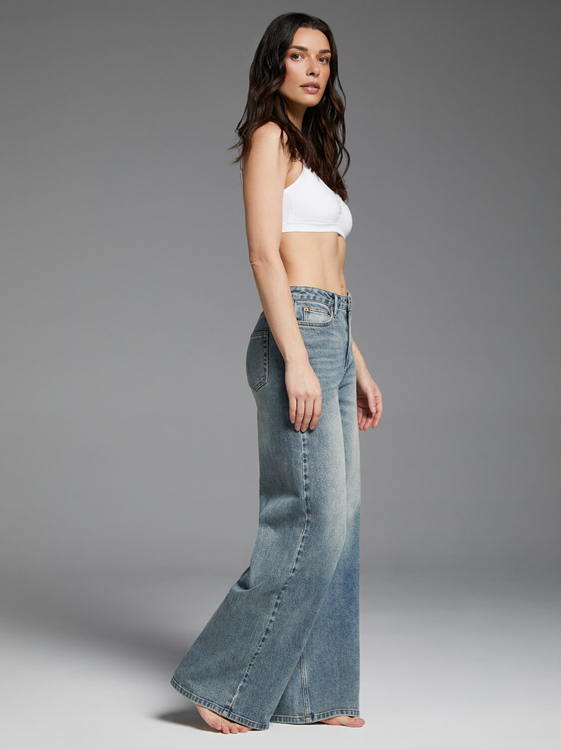 Omsa Джинсы 609319 OmD 1500 WIDE LEG Grigio Jeans Wash (Серый)