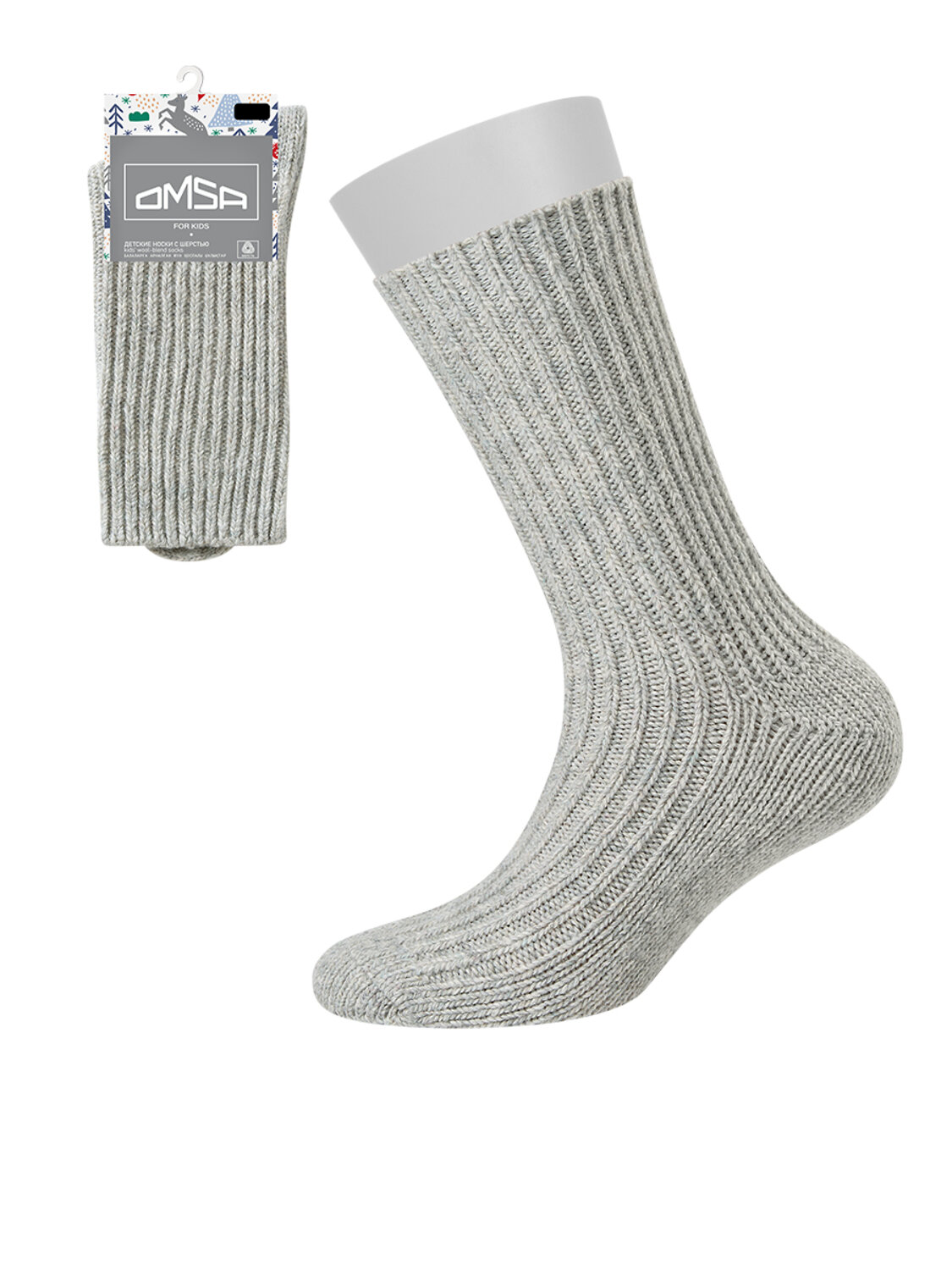 Omsa Носки 609327 OMSA kids   Calzino 21C10 с шерстью кролика, WA+PC Grigio Chiaro (Серый)