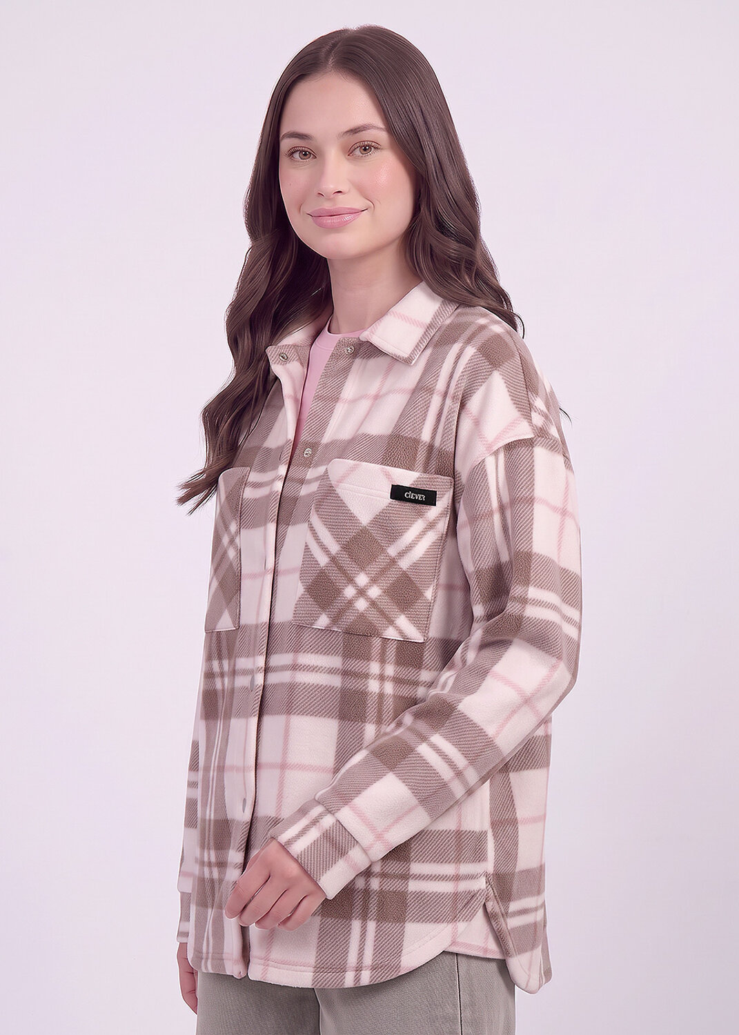 CLEVER Рубашка 609372 LJ16-103/5к св.бежевый/т.коричневый