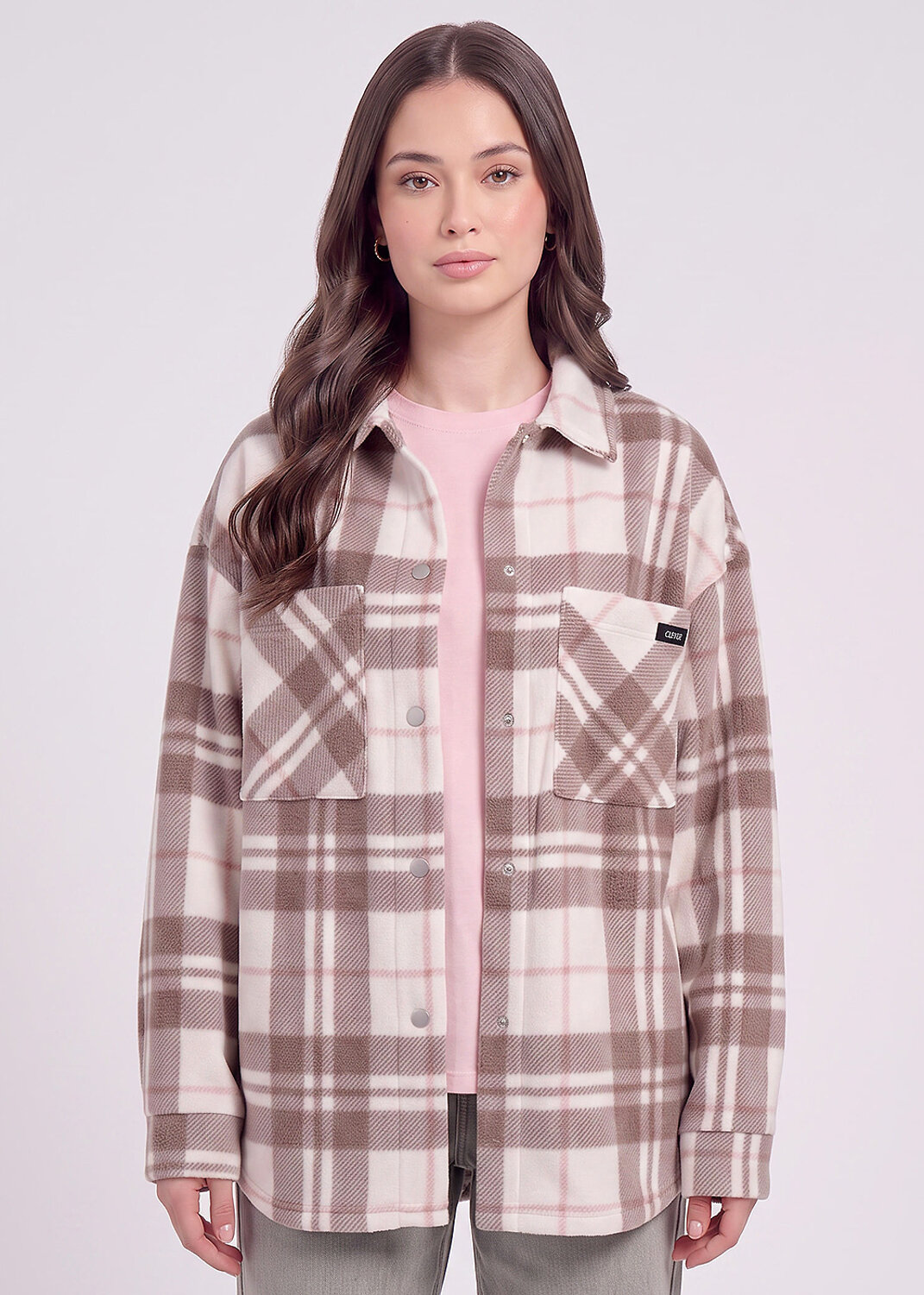CLEVER Рубашка 609372 LJ16-103/5к св.бежевый/т.коричневый