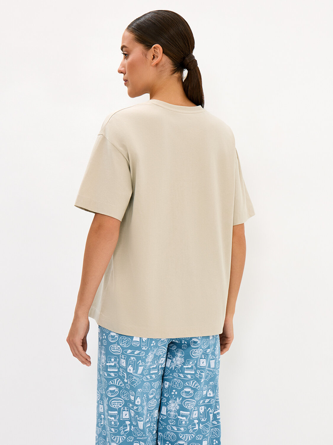 Minimi Пижама 610303 DMi 0227D MATTINA Пижама женская (Футболка + Брюки), СО Beige/Blu Сhiaro (Бежевый)