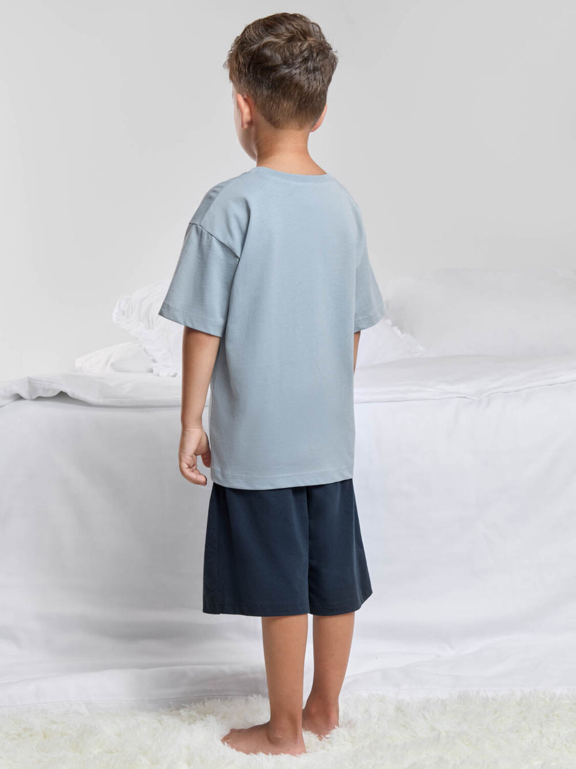 CROCKID Пижама 610330 МП 1696 серо-голубой 4010, тем.синий 4009