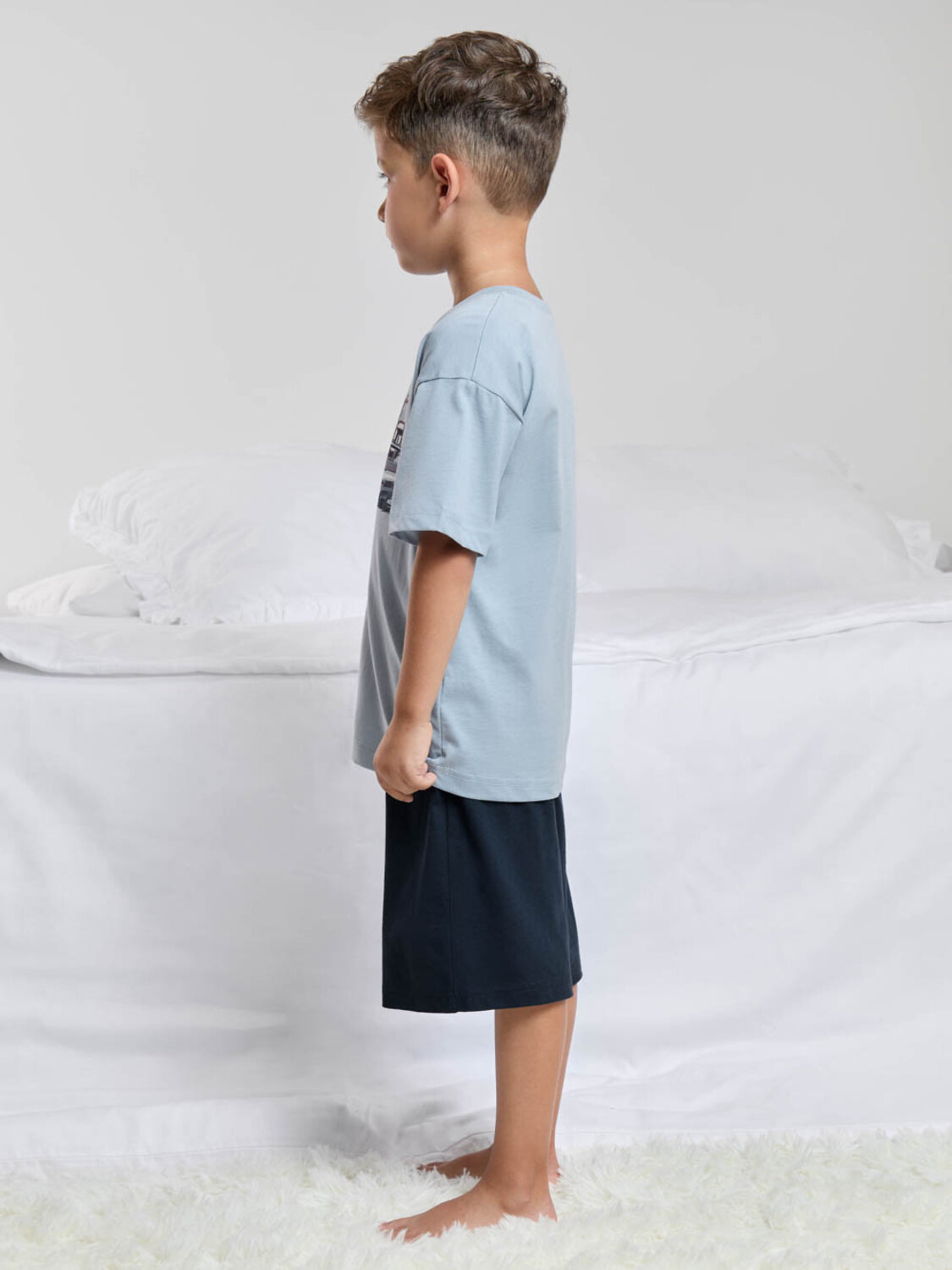 CROCKID Пижама 610330 МП 1696 серо-голубой 4010, тем.синий 4009