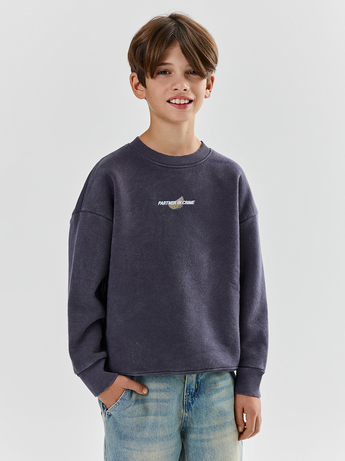 MARK FORMELLE Свитшот 611505 123437/1 ACID WASH графит +печать2