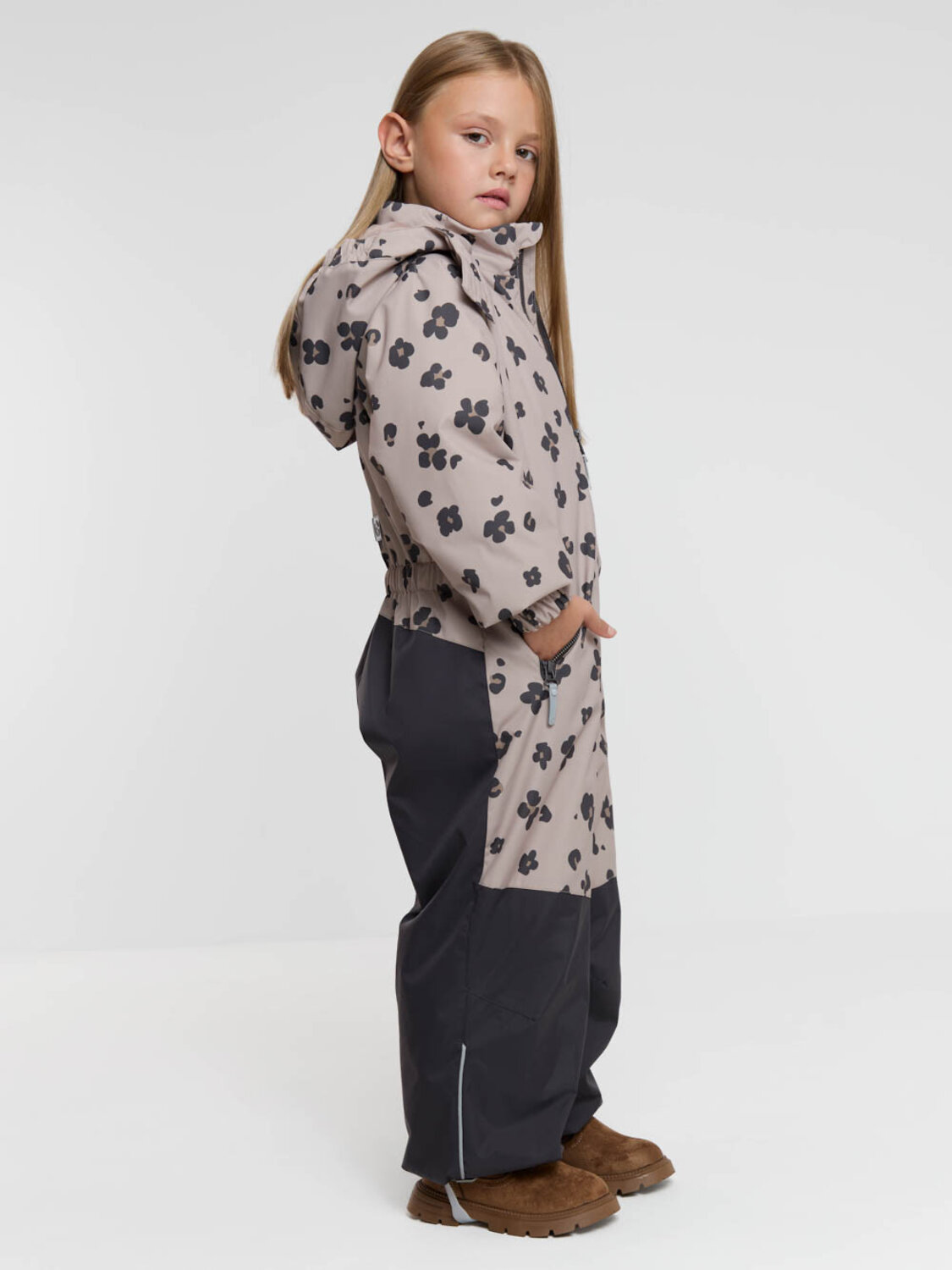 CROCKID Комбинезон 612007 ВК 60111/н/10 ГР бежевый, цветочки пятнышки