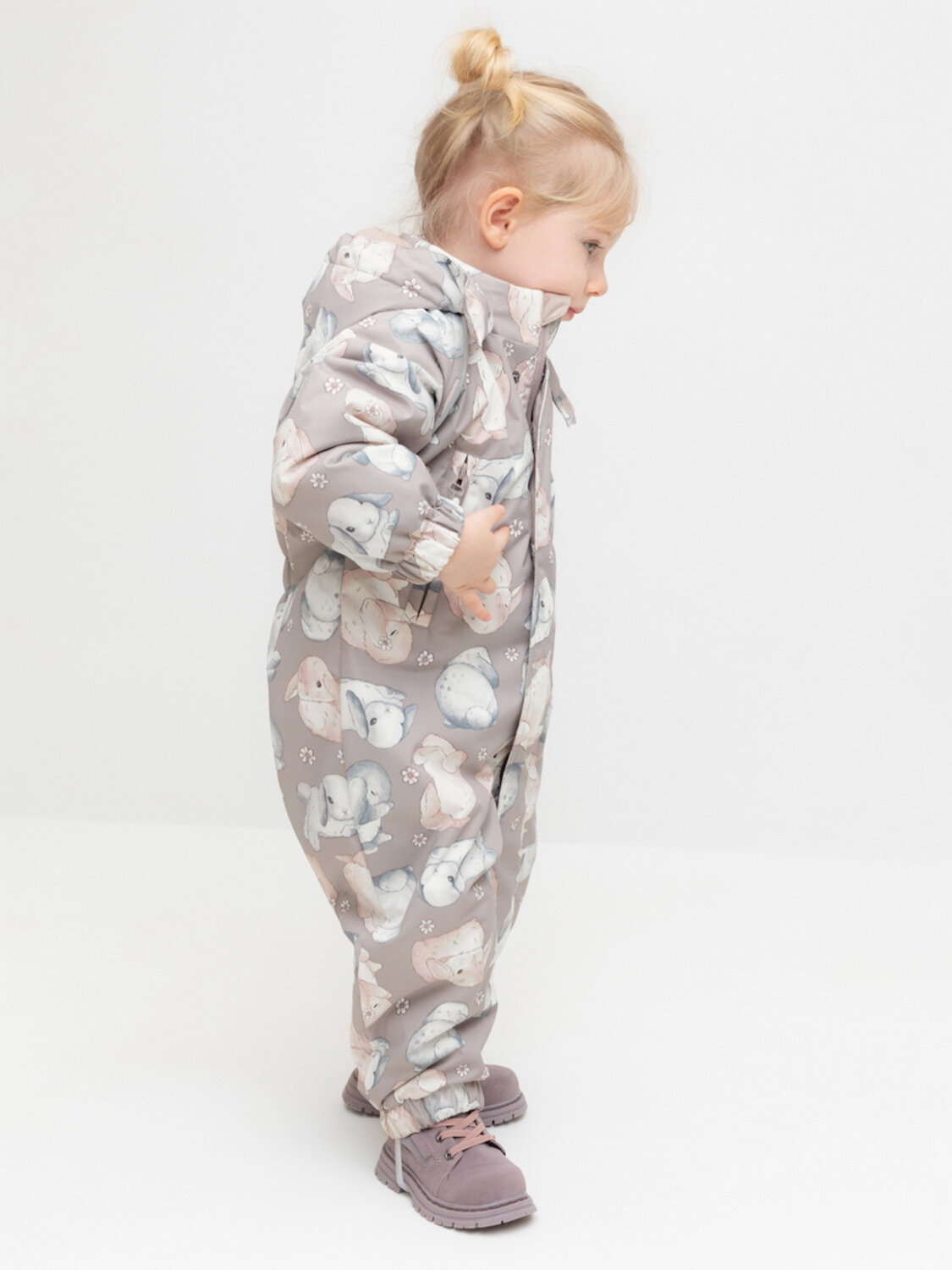 CROCKID Комбинезон 612024 ВК 60085/н/55 ГР кофейный, зайчики и ромашки