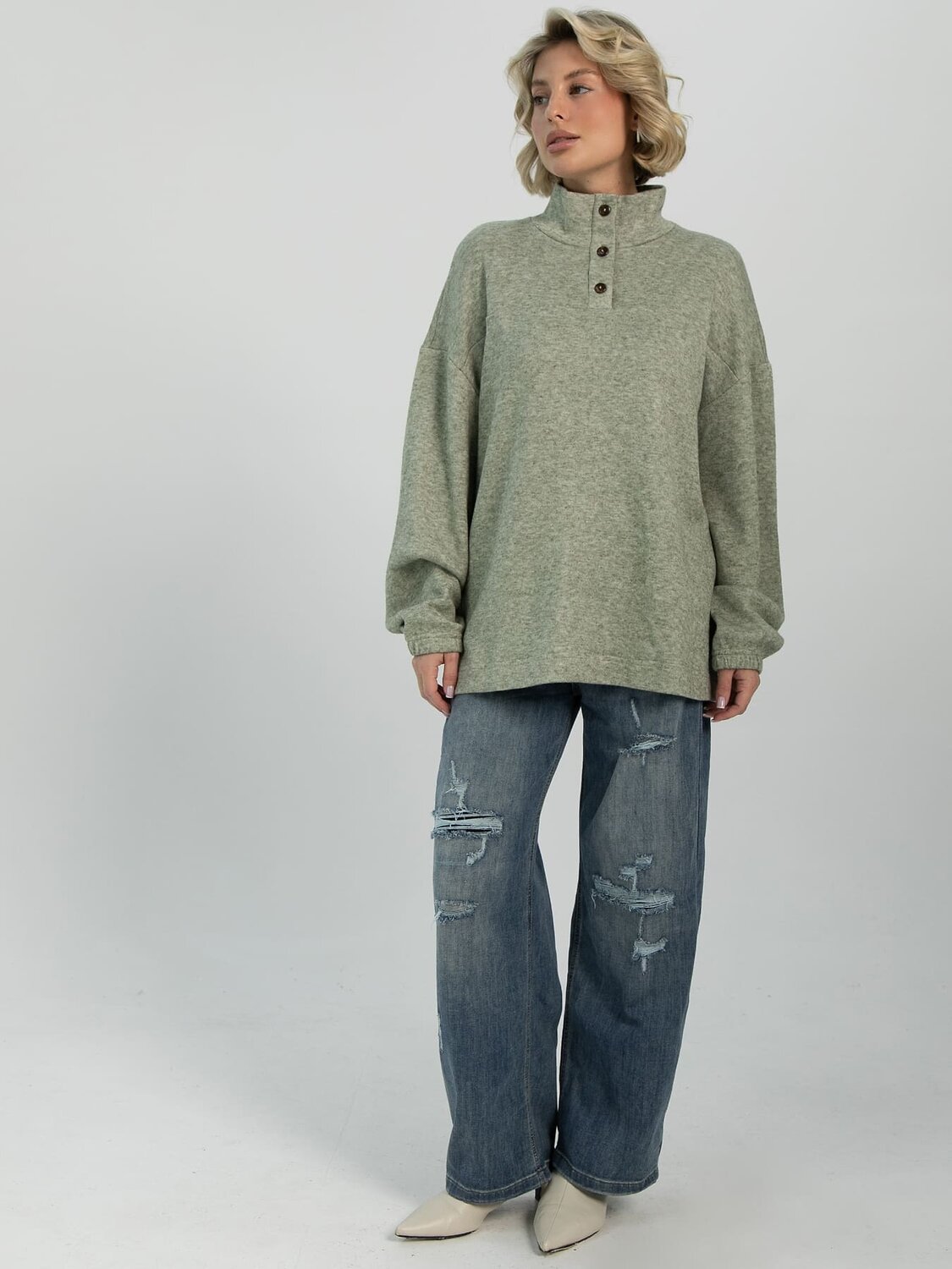 LT Collection Джемпер 612640 Б16329-1М Оливковый