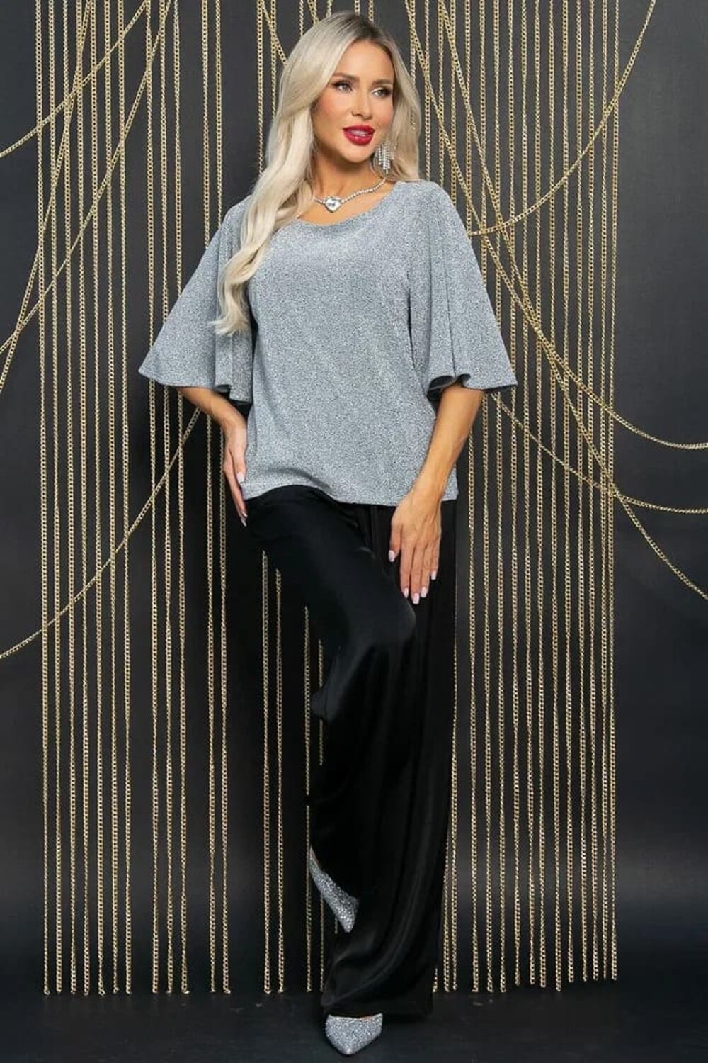 LT Collection Блуза 612646 Б16475-1М Серебро
