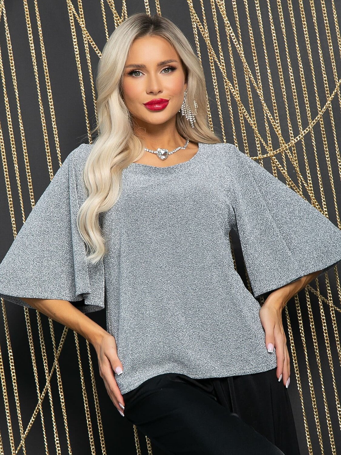 LT Collection Блуза 612646 Б16475-1М Серебро