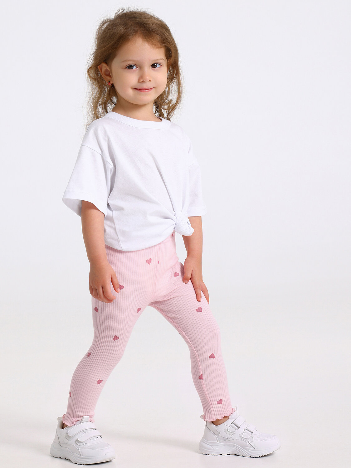 Апрель Легинсы 613253 2легинсов 2ДРЛ5749223н розовые сердечки на светло-розовом+коричневый леопард на бежевом