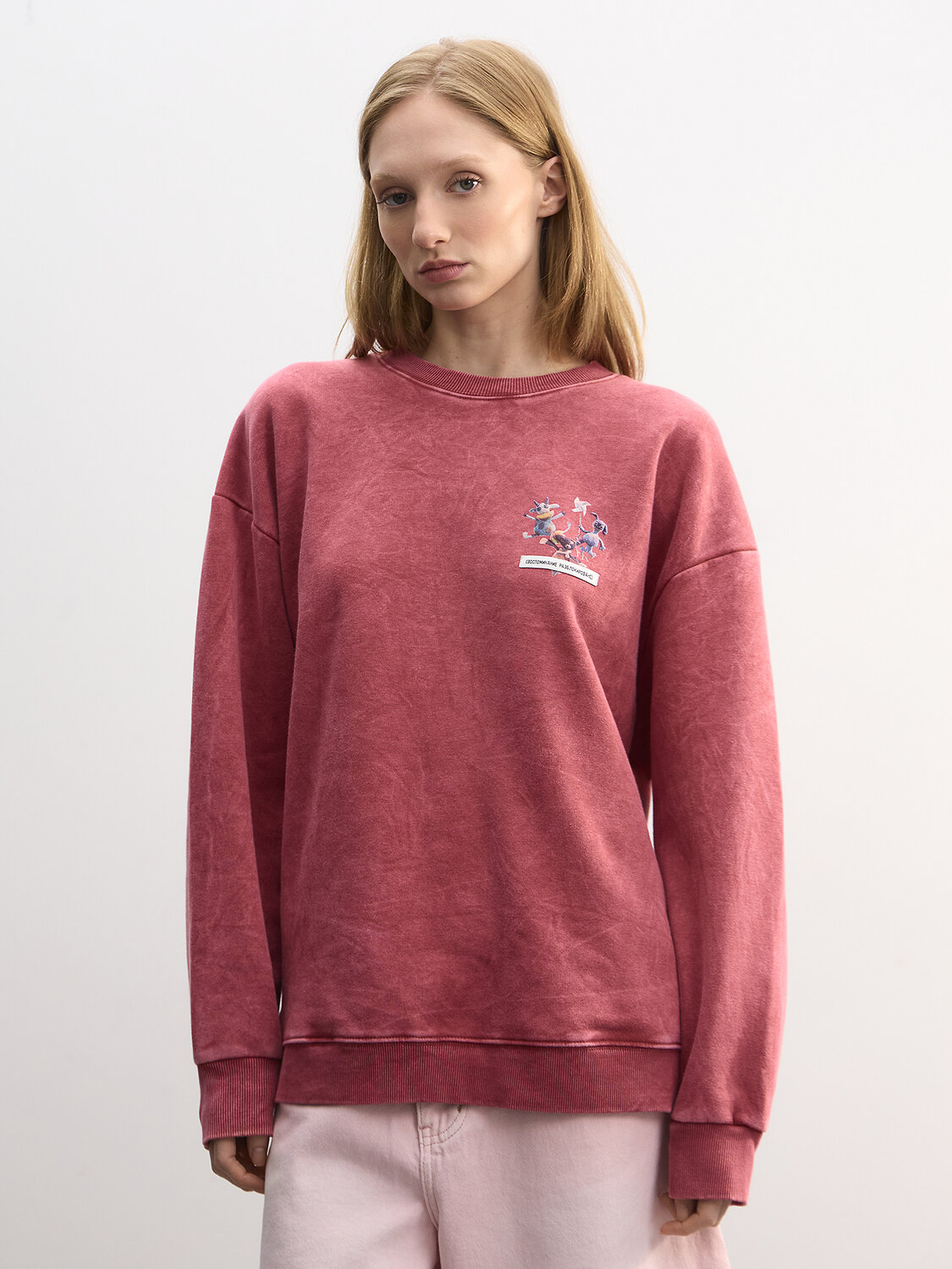 MARK FORMELLE Свитшот 613292 122887/1 ACID WASH терракотовый +печать