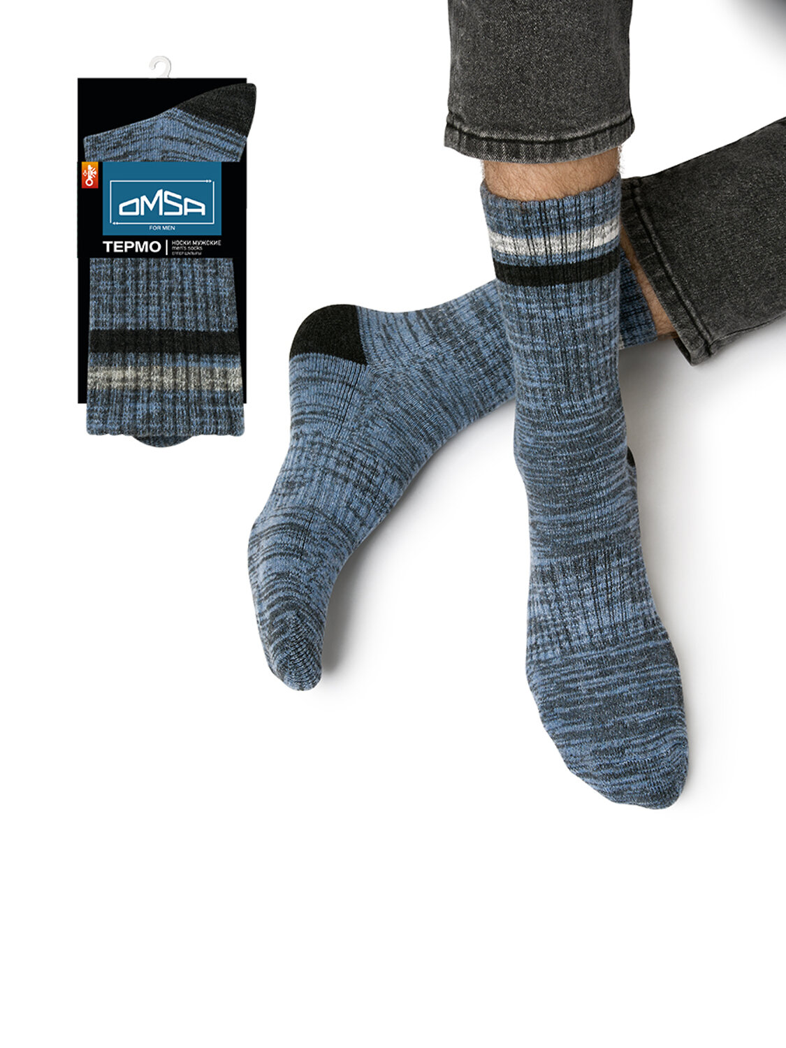 Omsa Носки 613358 OMSA THERMO 903, WO+PC Jeans Melange (Синий)