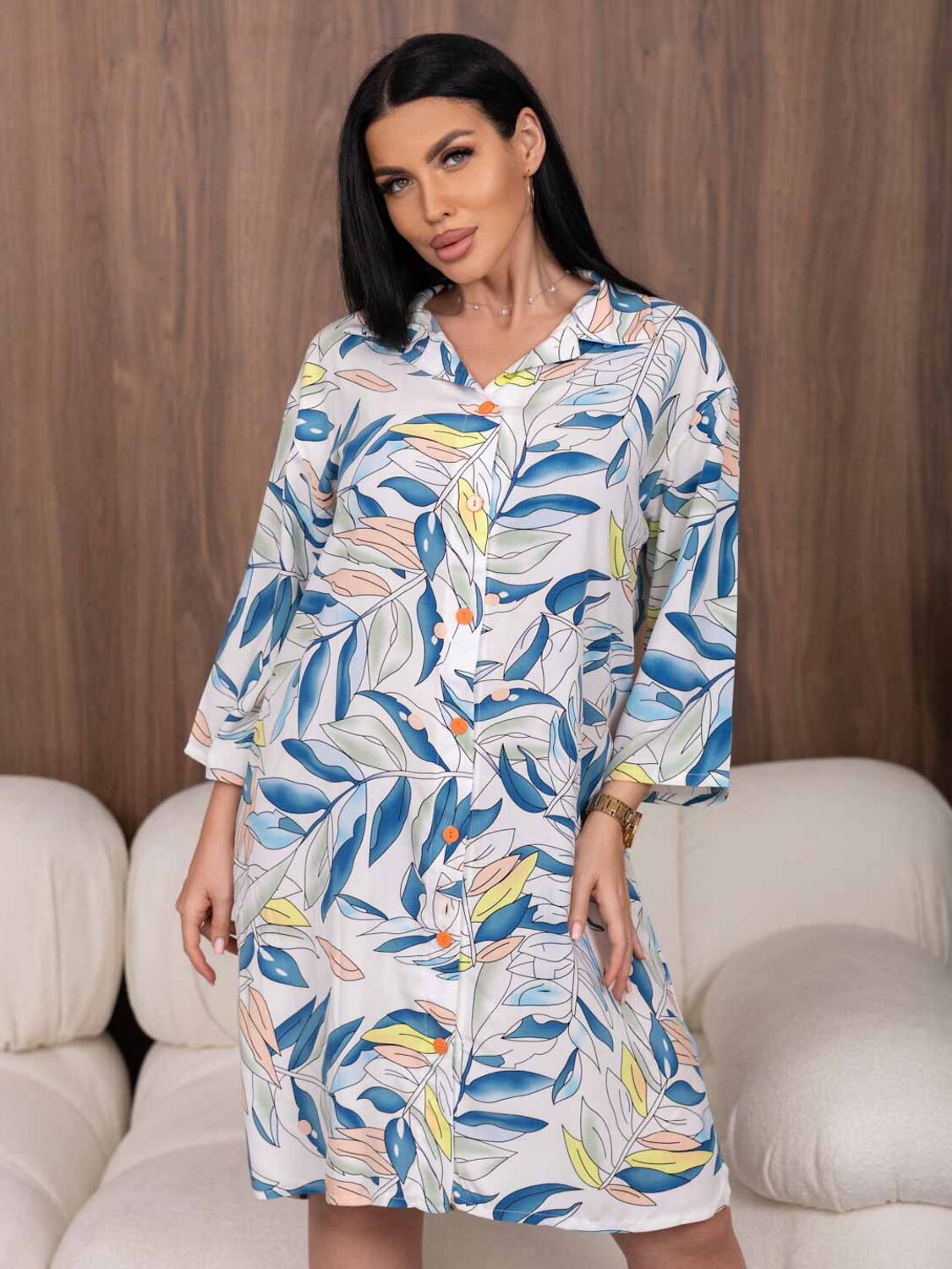 Текс-плюс Платье-рубашка 613982 00-00248458 Голубой,белый