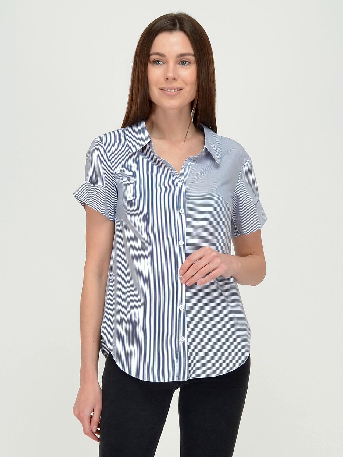 VISERDI Блузка 103594 10104-плс 250750 Полоска/синий