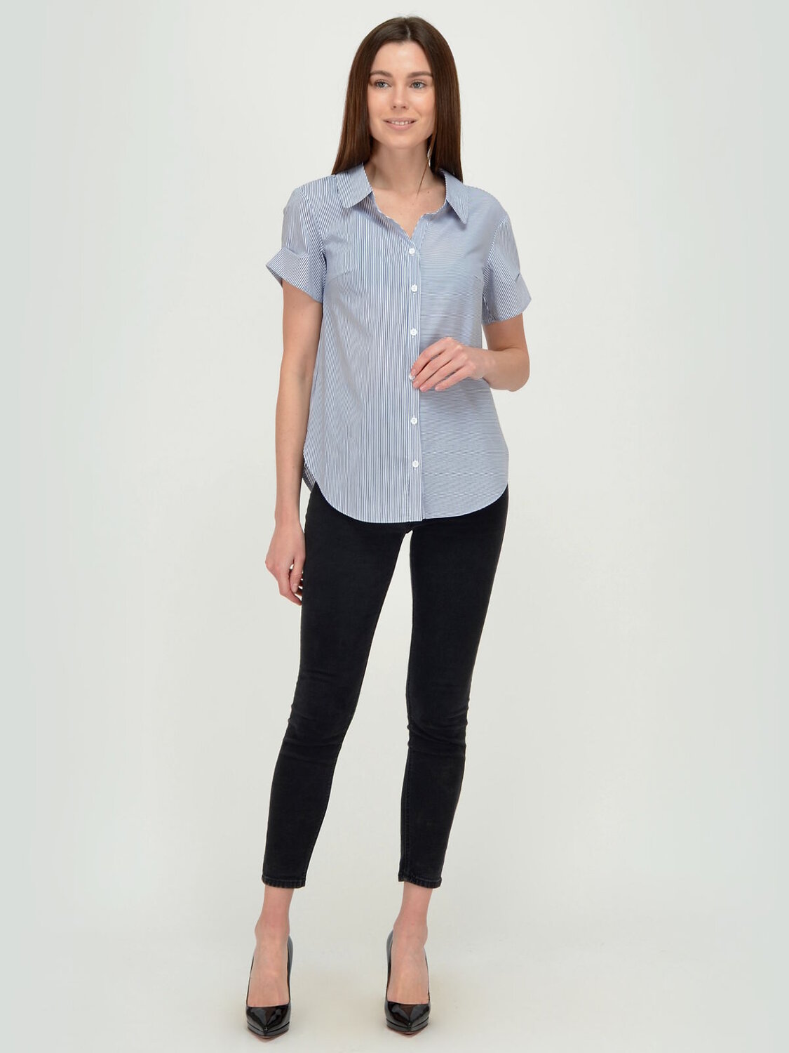 VISERDI Блузка 103594 10104-плс 250750 Полоска/синий