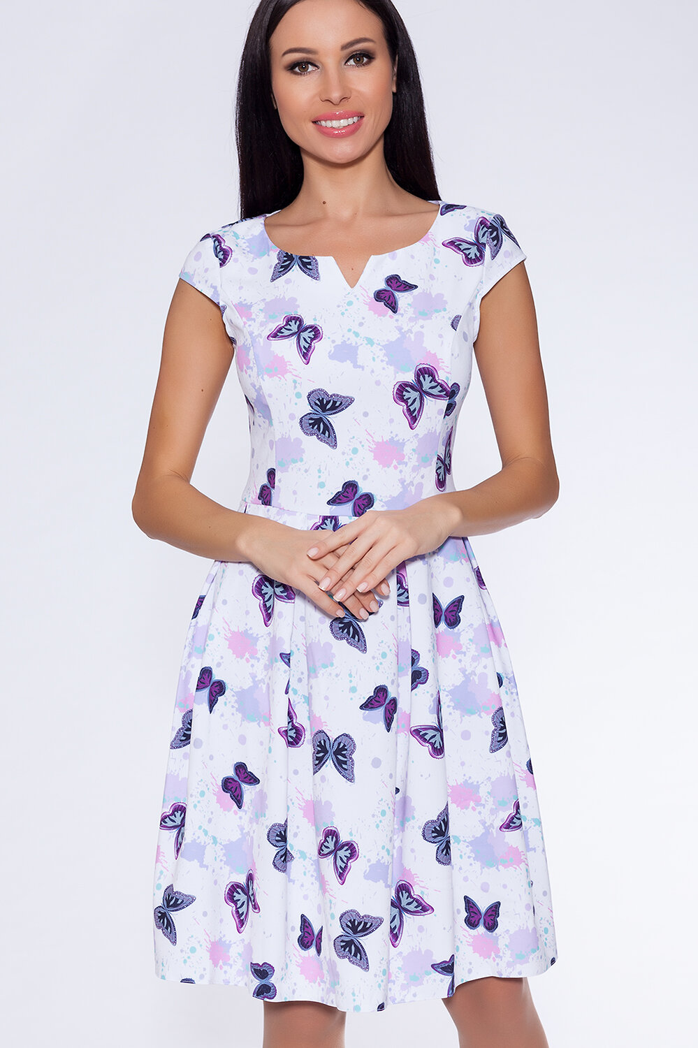 VISERDI Платье 28285 1944-ббч 458970 Бело-сиреневый/бабочки