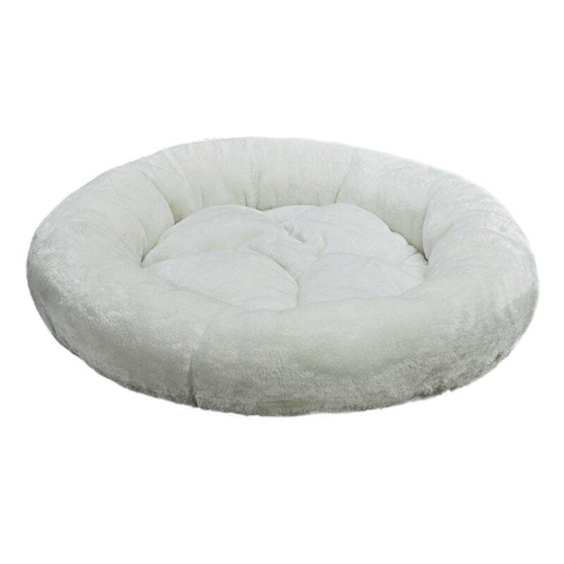 Зооник Лежанка круглая с подушкой, белый мех (480х480х150) 408620 22302 
