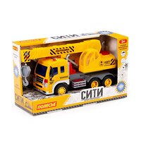 Полесье "Сити", автомобиль-кран инерционный (со светом и звуком) (жёлтый) (в коробке) 322842 86532 