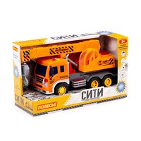 Полесье "Сити", автомобиль-кран инерционный (со светом и звуком) (оранжевый) (в коробке) 322843 86556 