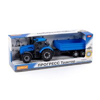 Полесье Трактор "Прогресс" с бортовым прицепом инерционный (синий) (в коробке) 323019 91253 