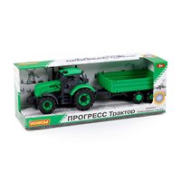 Полесье Трактор "Прогресс" с бортовым прицепом инерционный (зелёный) (в коробке) 323020 91260 