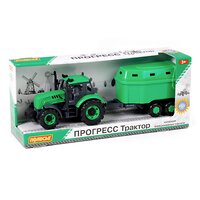 Полесье Трактор "Прогресс" с прицепом для перевозки животных инерционный (зелёный) (в коробке) 323099 91482 